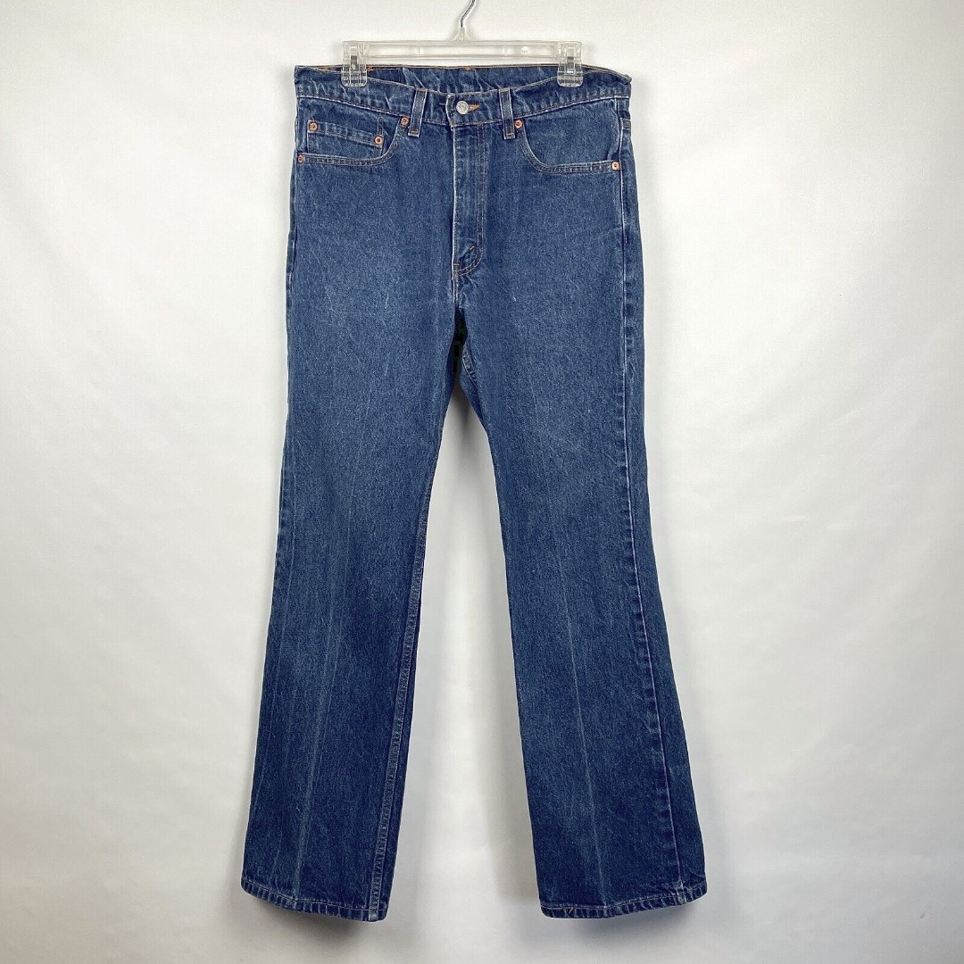 VTG Levi's 517 Boot Cut Men's 34x32 Dark Wash Blue Denim Jeans 33x31 Actual Size