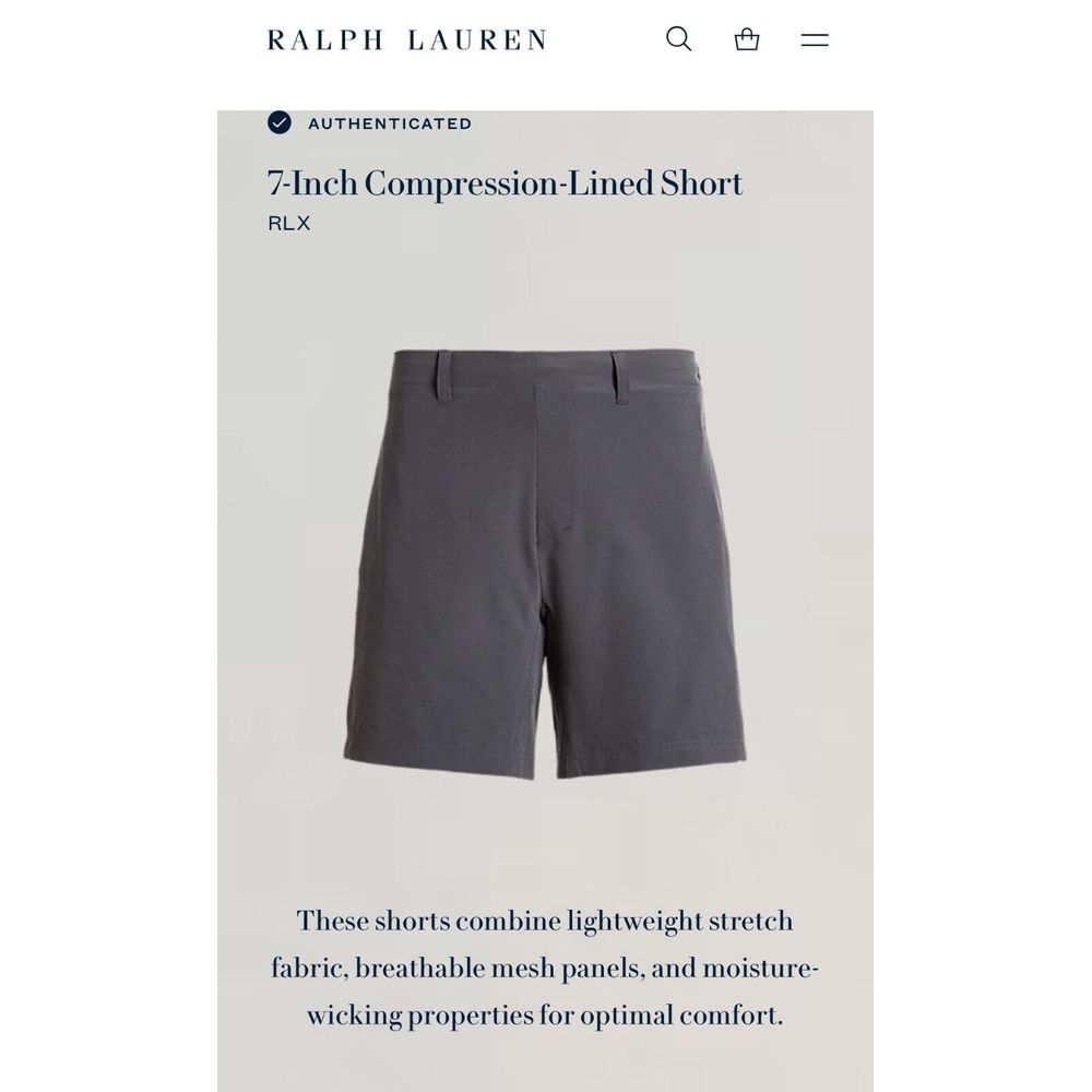RLX Ralph Lauren 7-Inch Compression-Lined Gray Shorts Men's Size XL 98 NWT