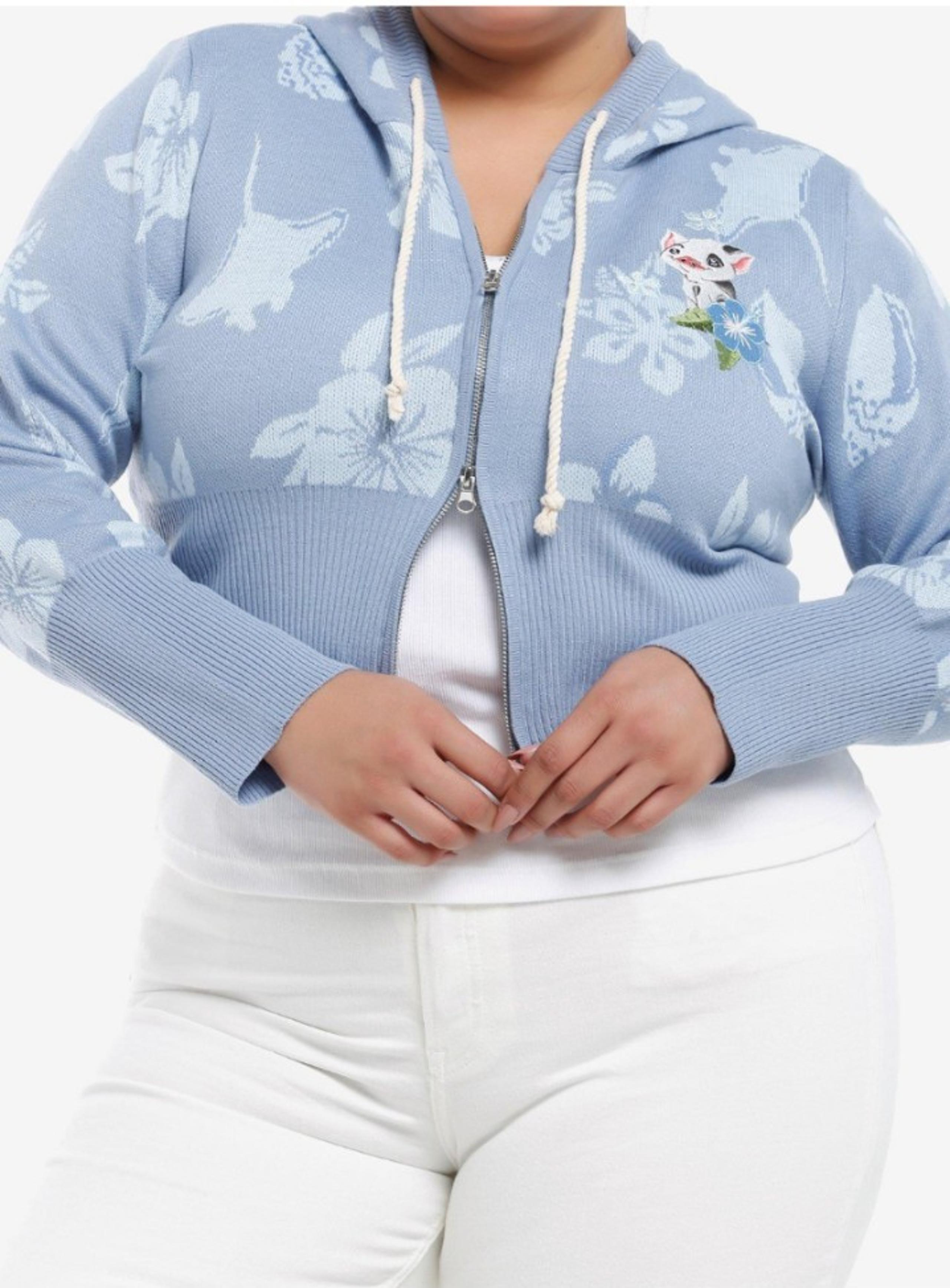 Her Universe Moana Pua & Flowers Girls Crop Top Hoodie Plus Size