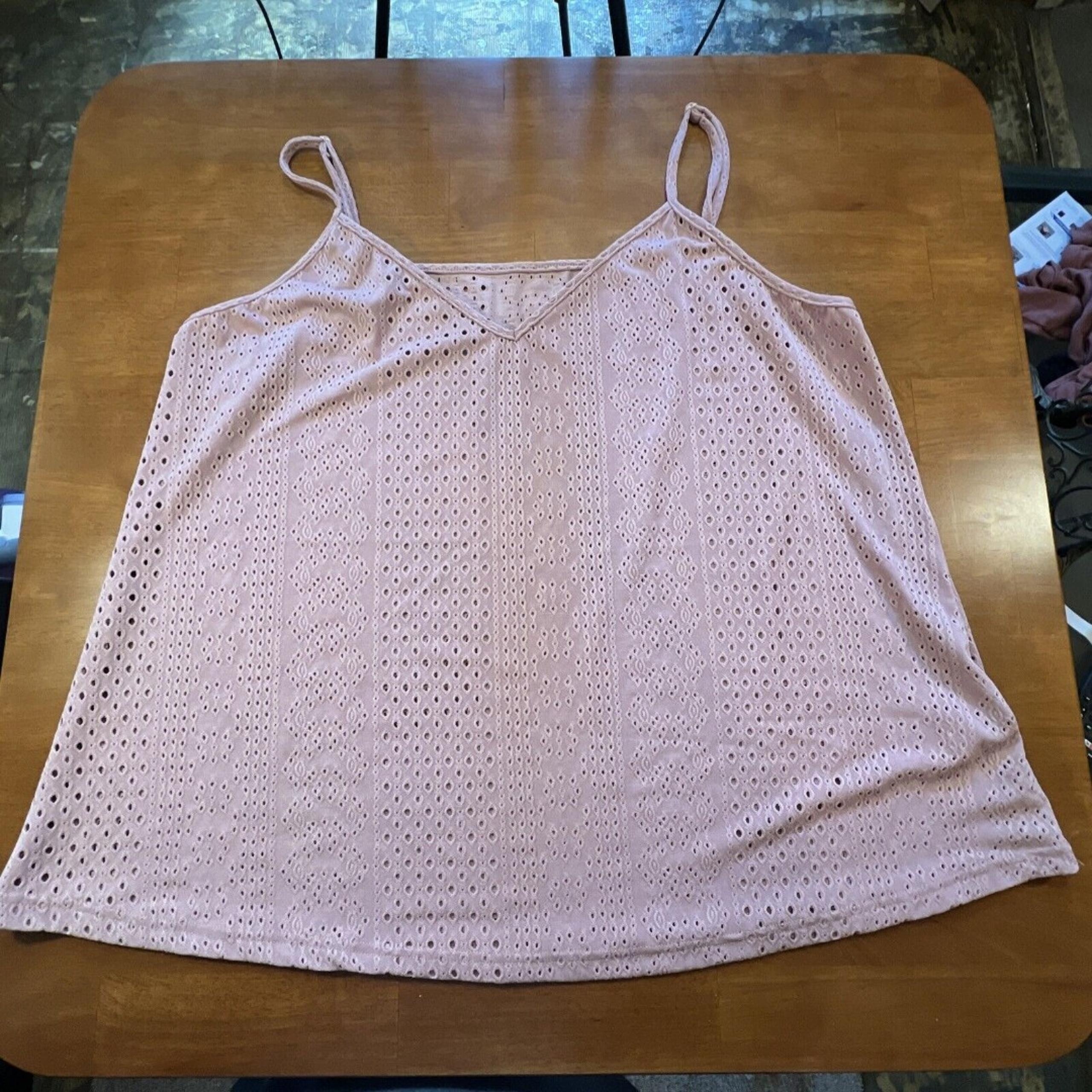 SHEIN Tank Women 4XL Camisole Pink Eyelets Chic Casual Glam Effortlessly Stylish