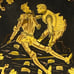 Vintage Don Quiote Damascene black and gold trinket dish footed