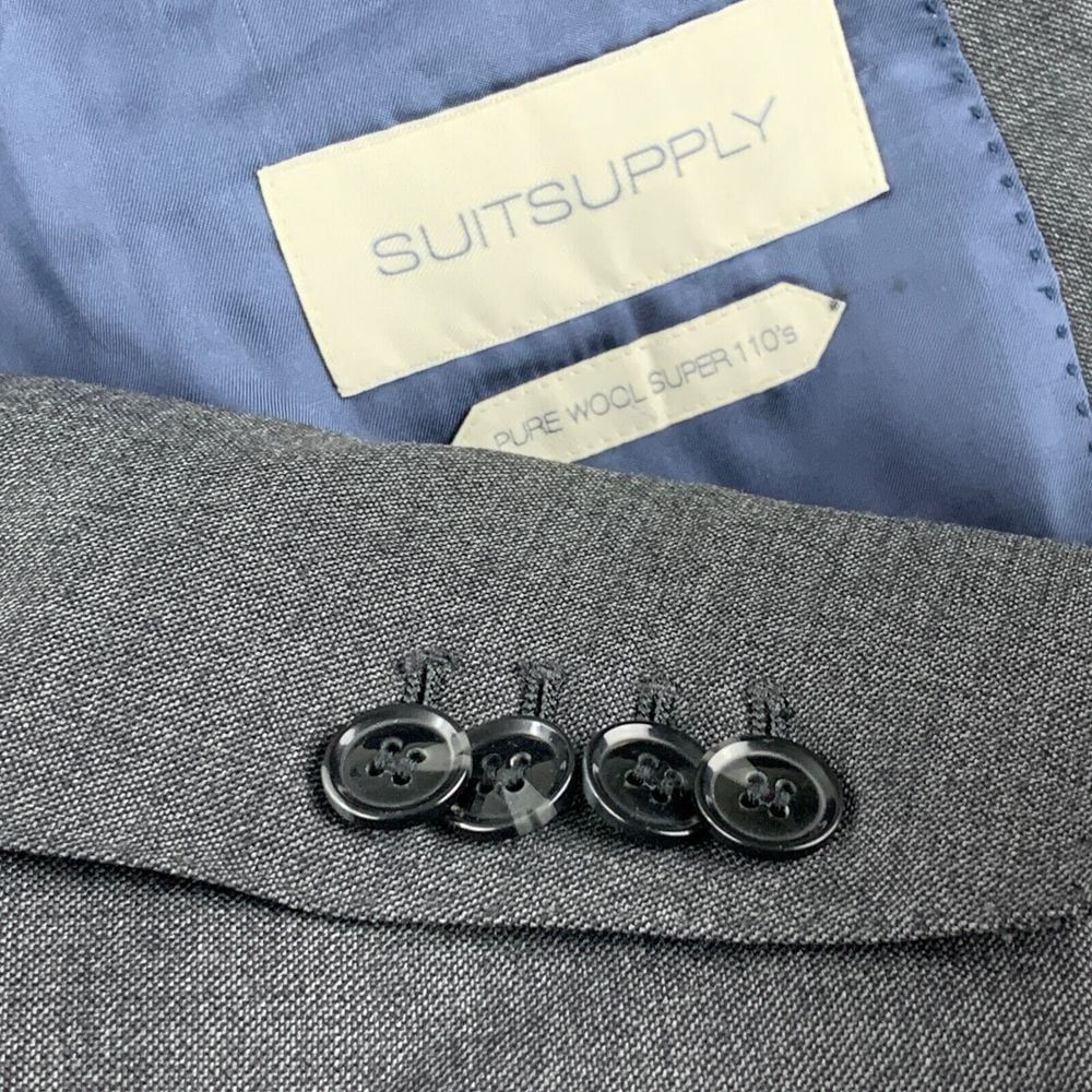 Suitsuppy Blazer Jacket Mens 50 Gray Napoli Wool Sport Coat Classy Two Button