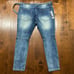 Fear Of God Distressed Denim Slim Leg Blue Jeans NWT Men's Size 40 x 30