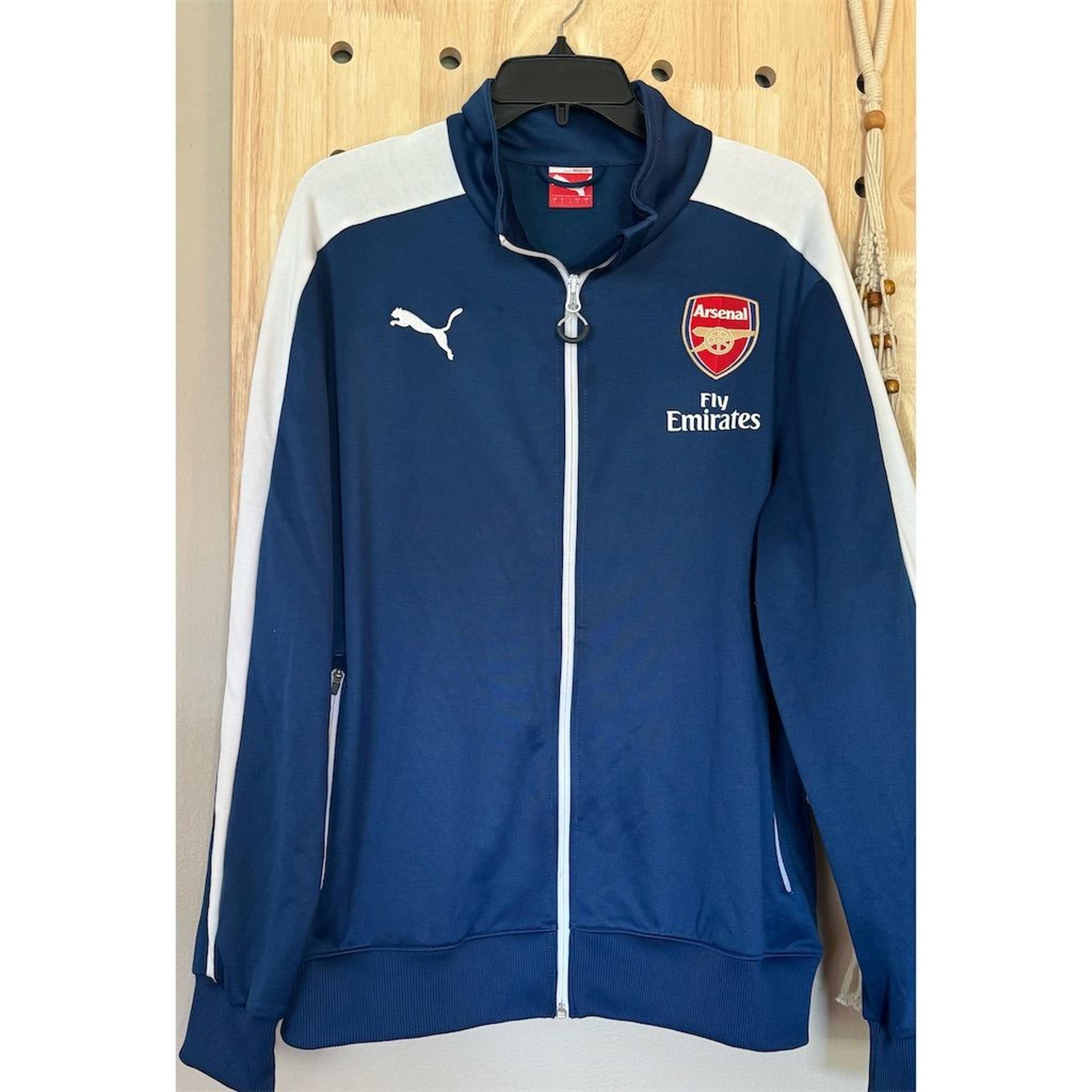 Arsenal Puma Mens Medium Blue Football Training Track Jacket Full-Zip Activewear