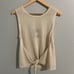 MOVINT Front Tie Sleeveless Oatmeal Scoop Neck Tank Top Medium