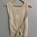 MOVINT Front Tie Sleeveless Oatmeal Scoop Neck Tank Top Medium