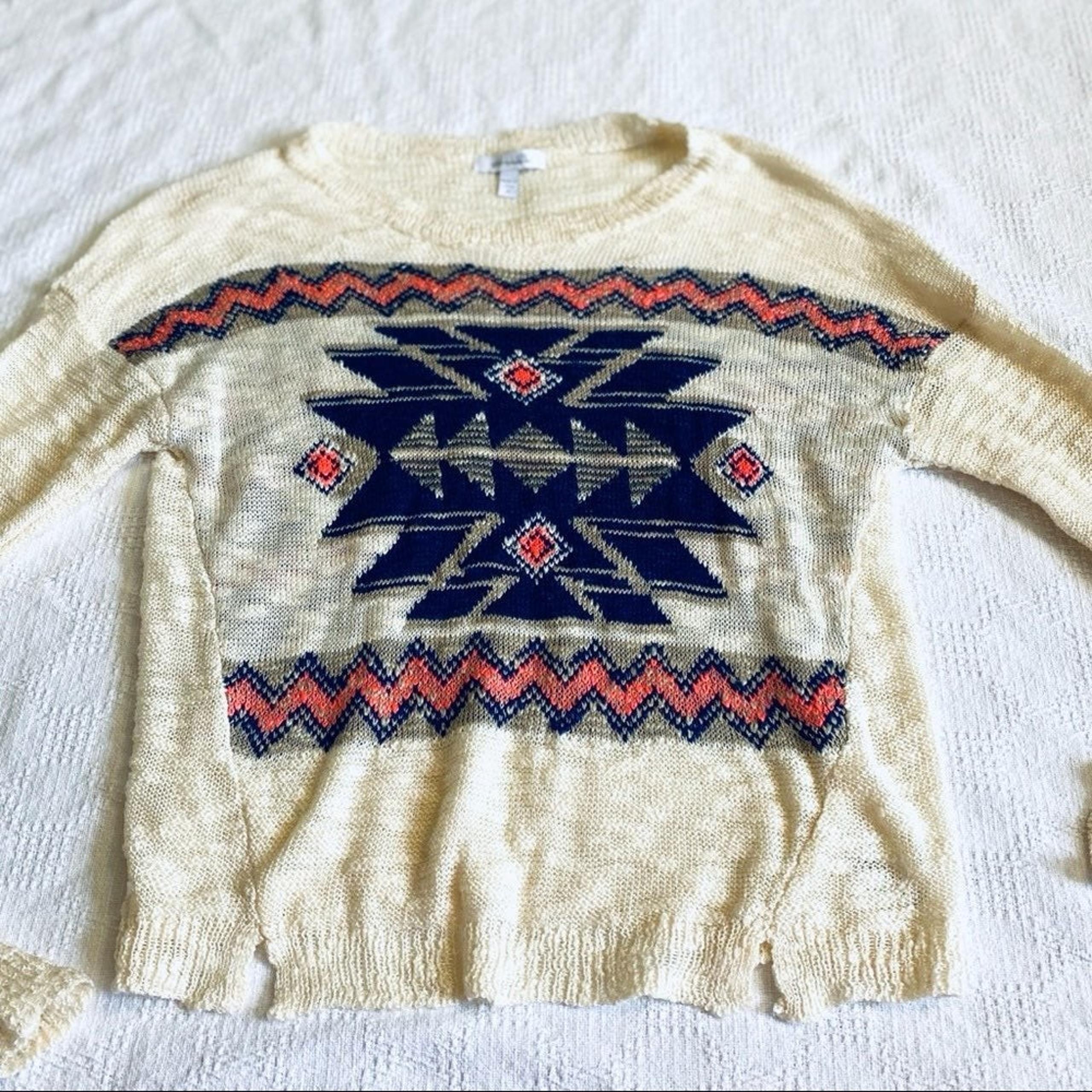 Delia's Aztec Print Scoop Neck Sweater