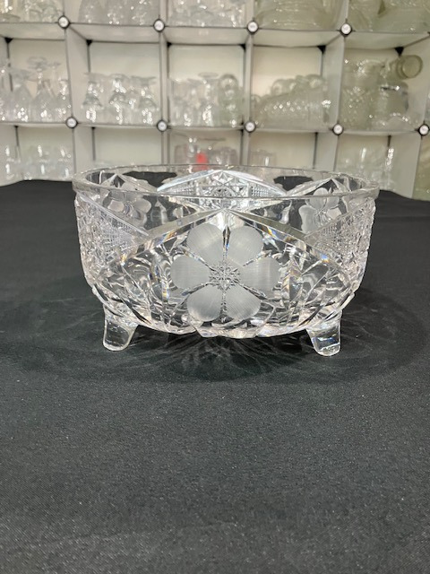 Shirley by Meriden - Three Toed American Brilliant Cut Crystal Centerpiece Bowl