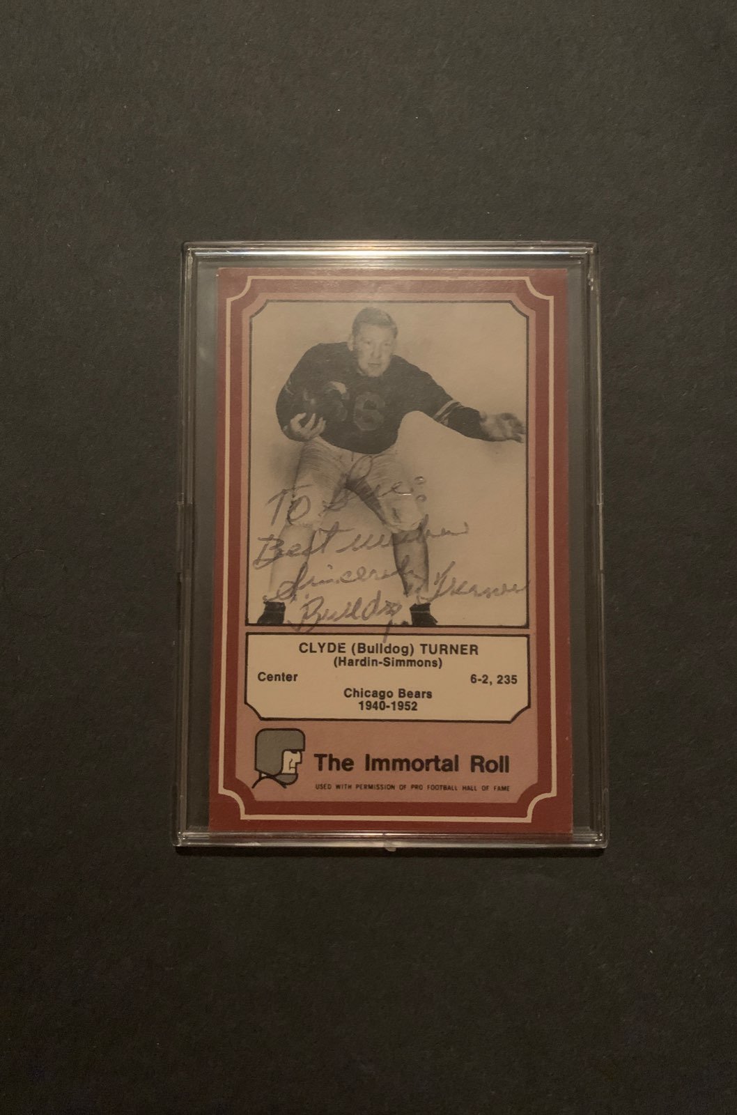 Clyde Turner Autographed Trading Card