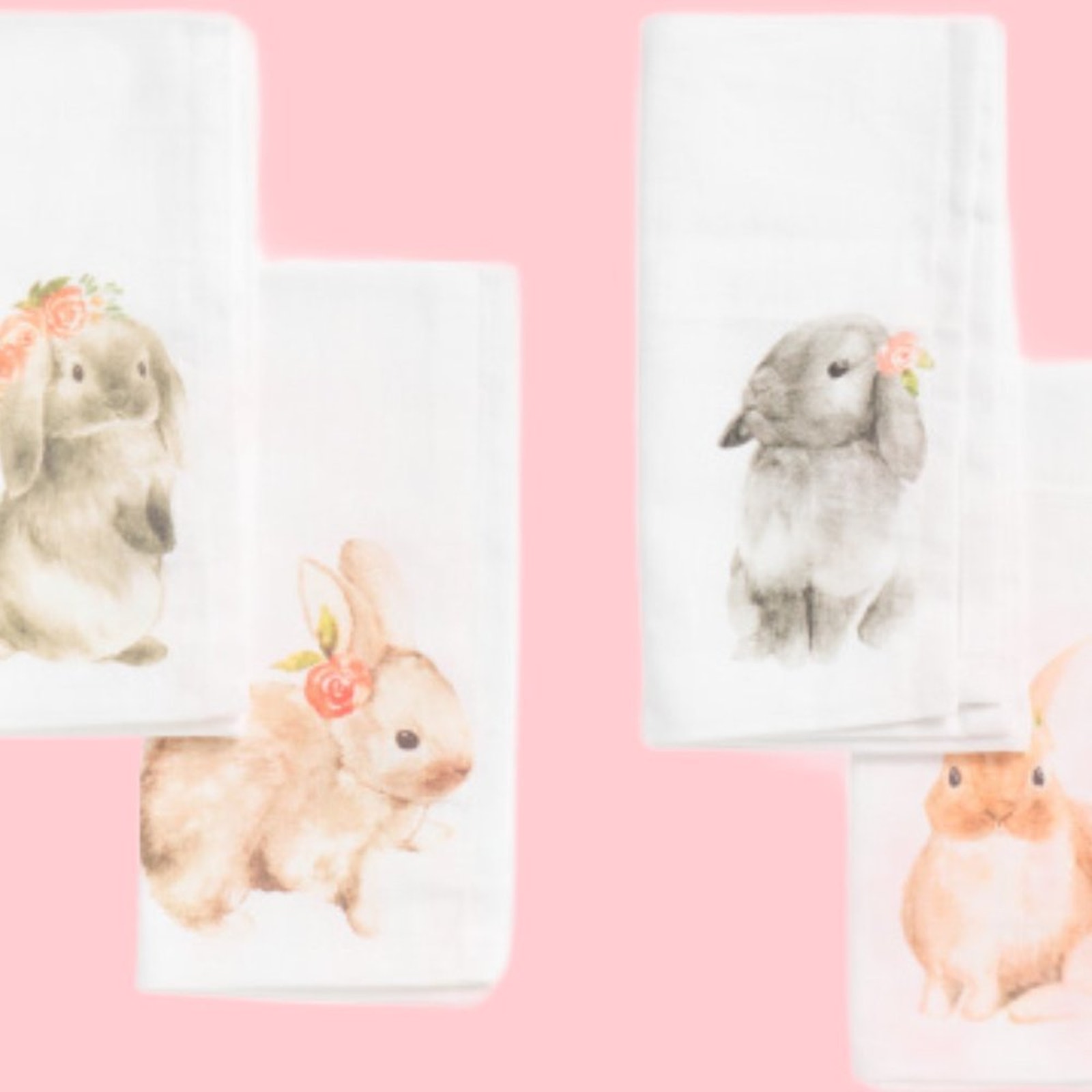 The Farmhouse Rachel Ashwell 4pk Cotton Napkins Bunny Cottage Shabby Chic