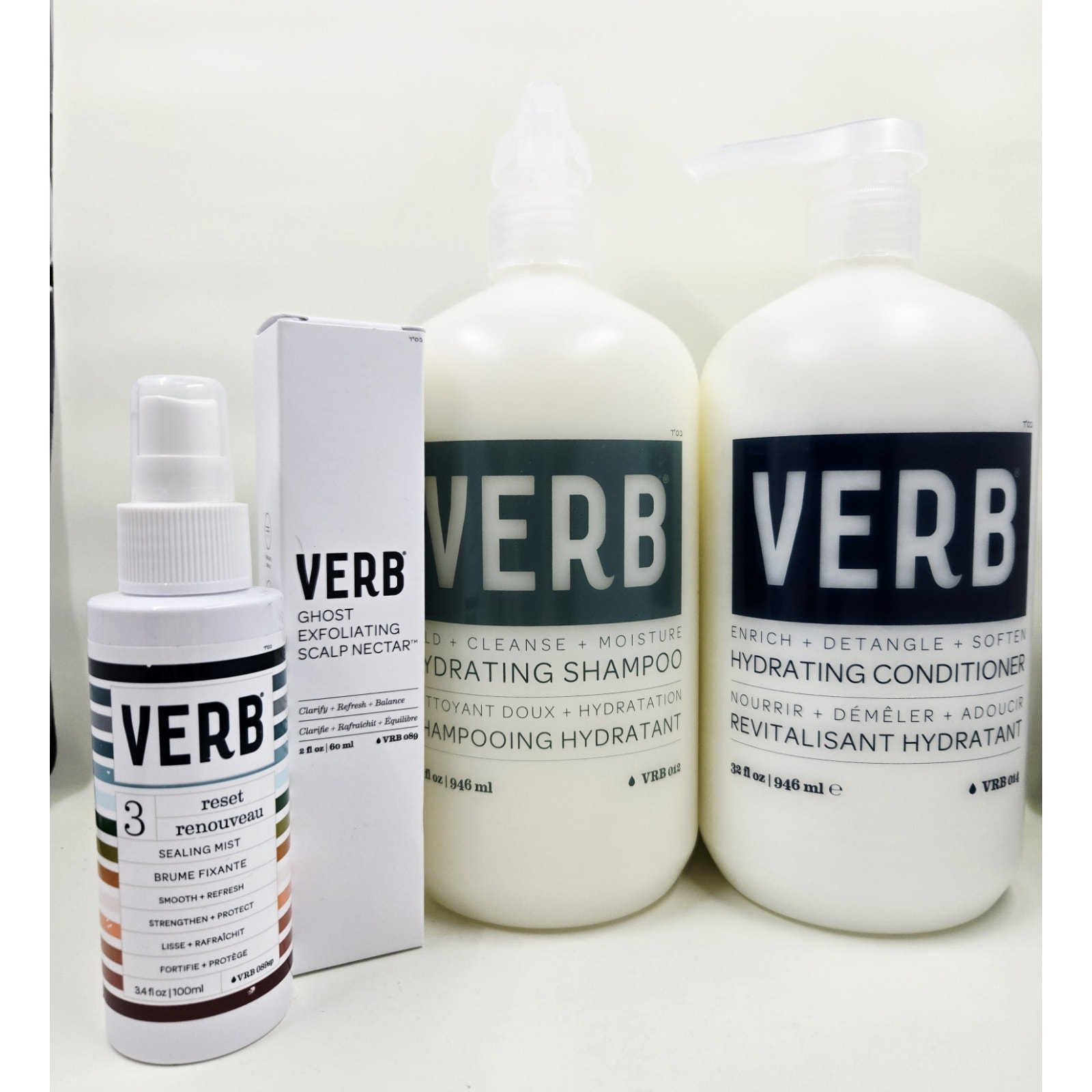 Verb Hydrating Shampoo and Conditioner 32 oz w/Ghost Scalp Nectar & Reset Mist