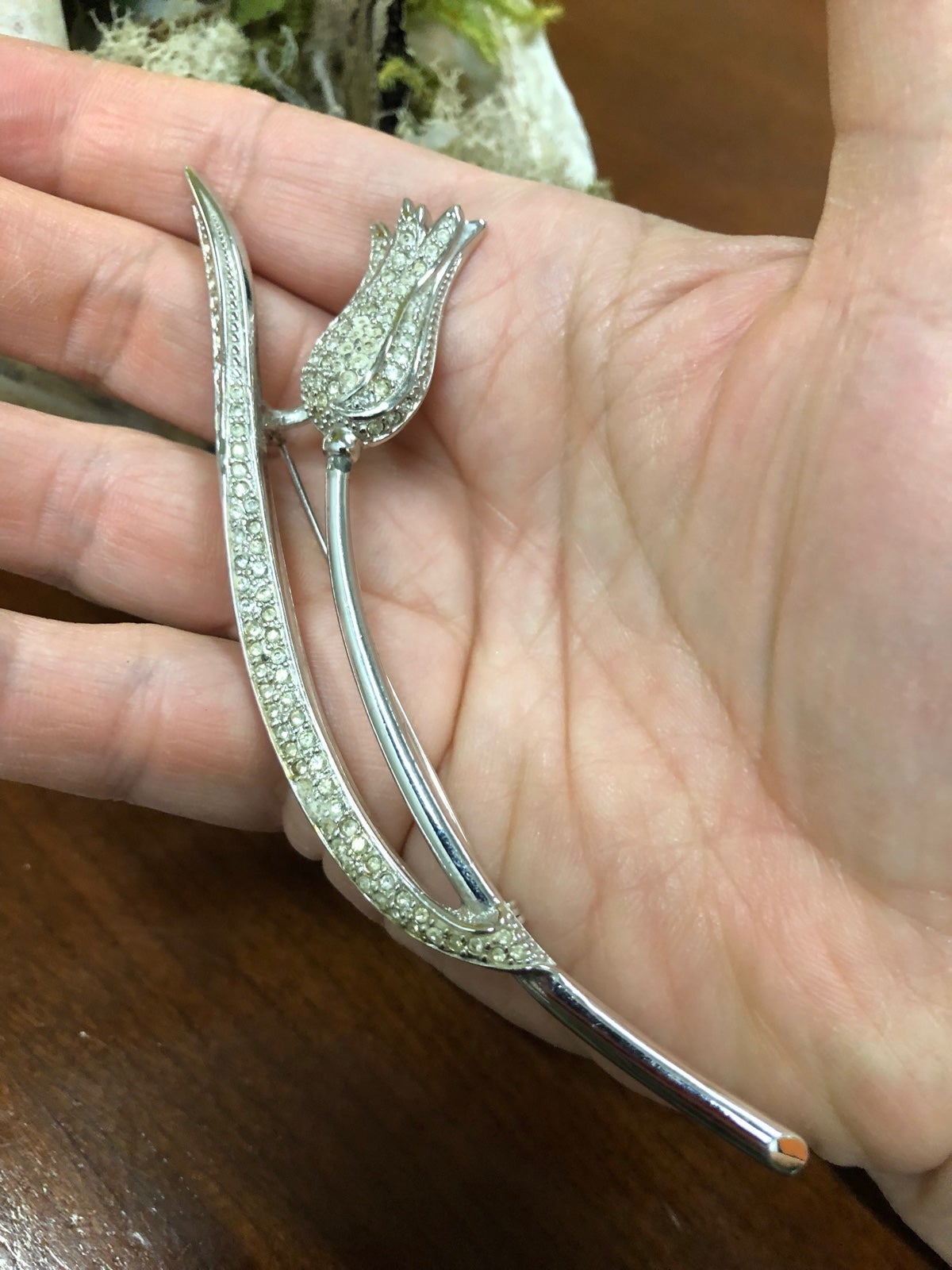 Vintage Christian Dior Swarovski Silver tone Brooch