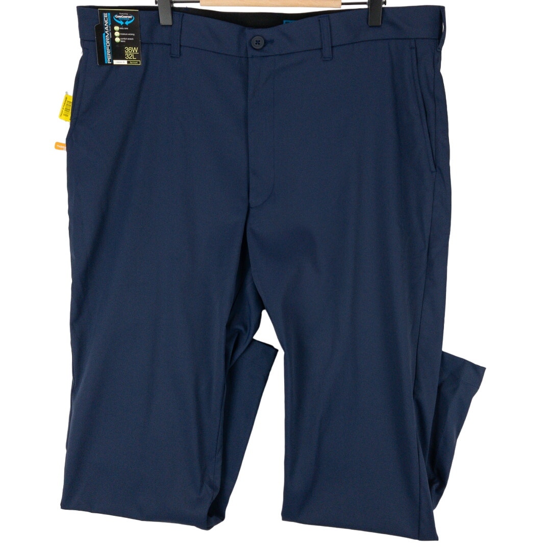 Roundtree & Yorke Men's 36x32 (40x32) Classic Fit Comfort Waist Navy Blue