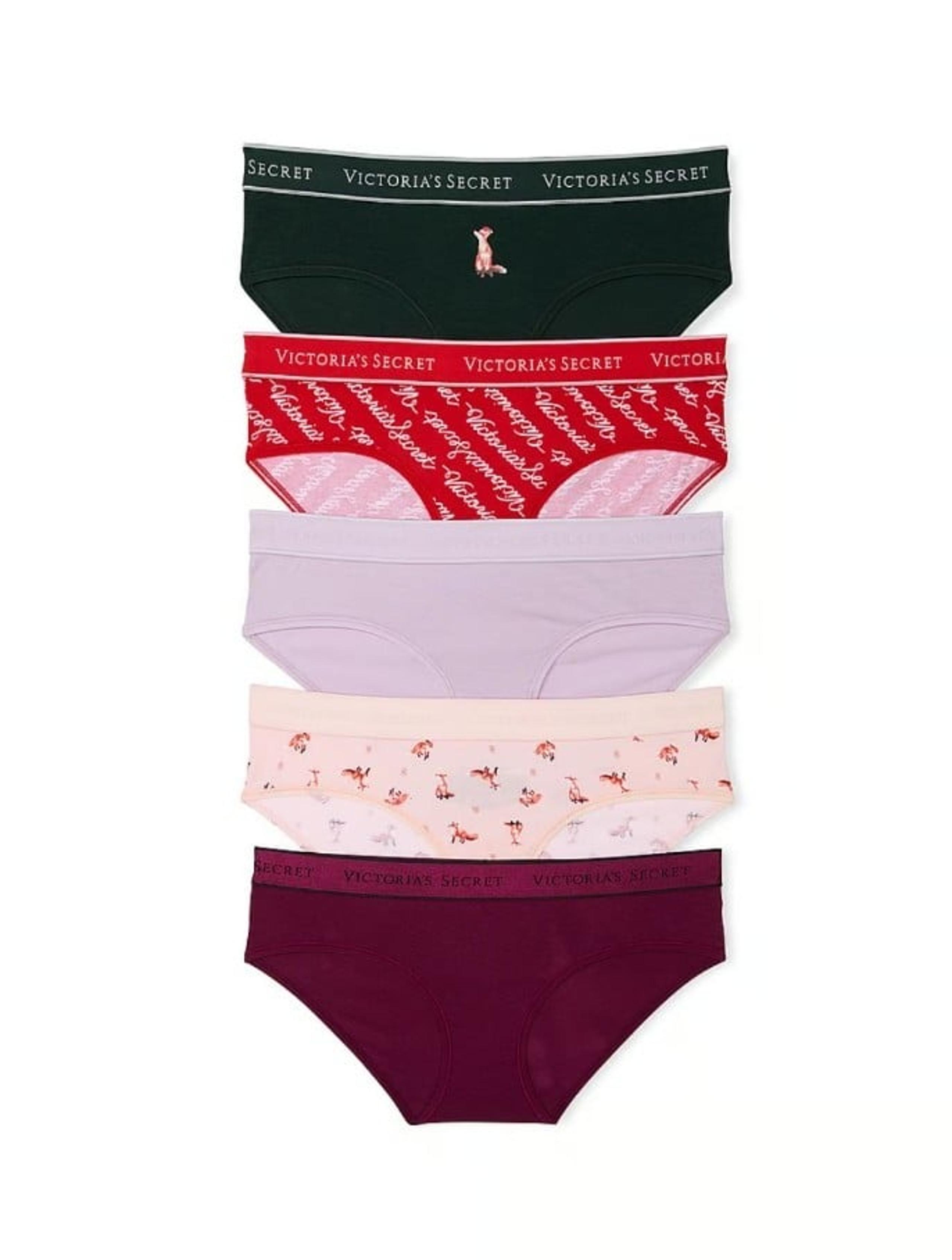 Victoria's Secret  5-Pack Logo Cotton Hiphugger Panties ( Large )