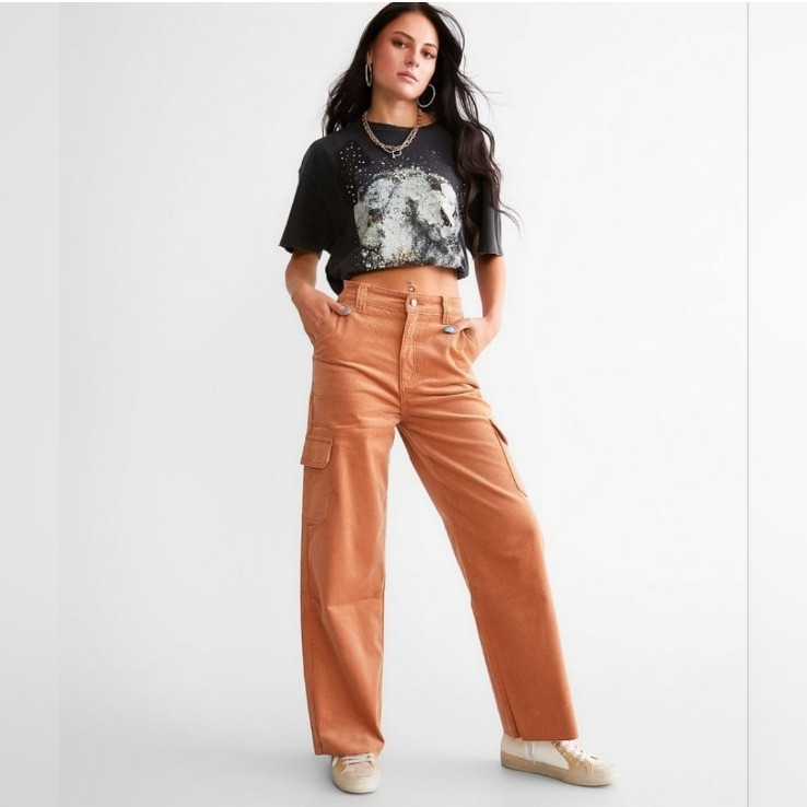 Kancan x Buckle 90s cropped wide leg courderoy pants, size