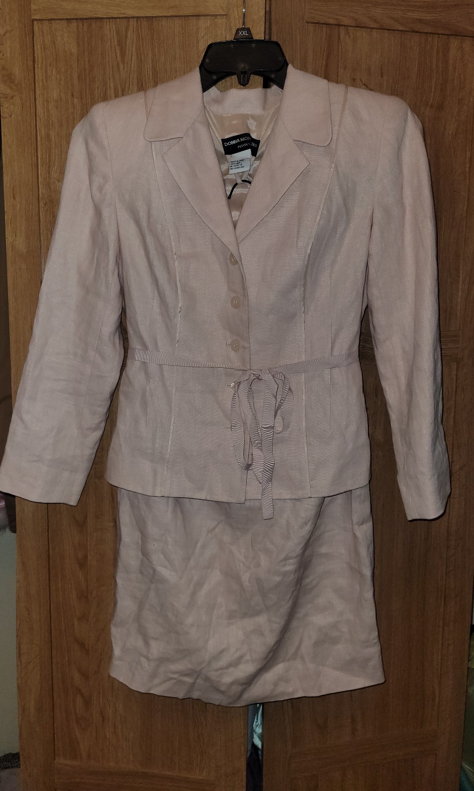 Donna Morgan petite skirt suit and blazer set linen dusty pink size 6
