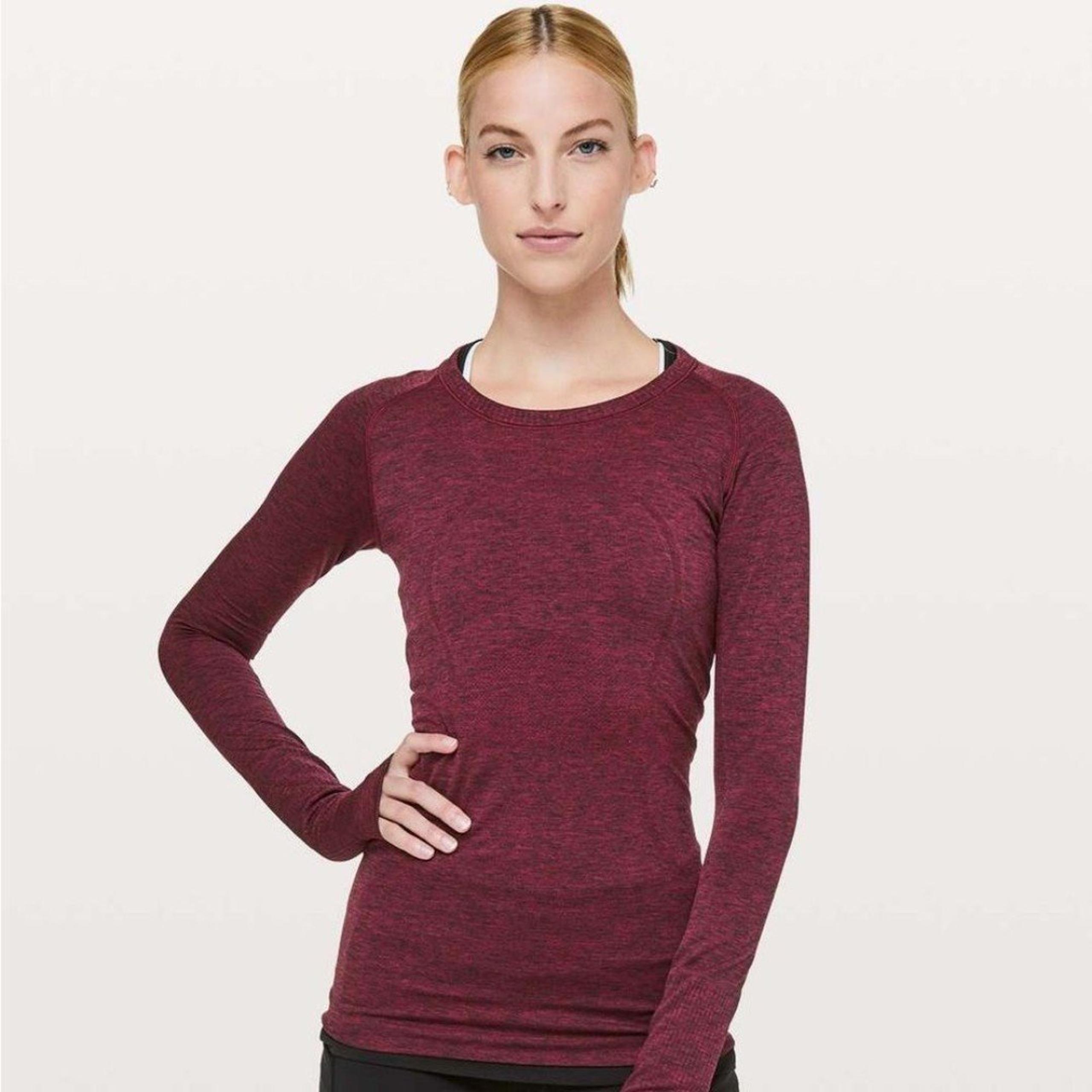Lululemon Swiftly Tech Long Sleeve Crew Star Ruby Black size 12