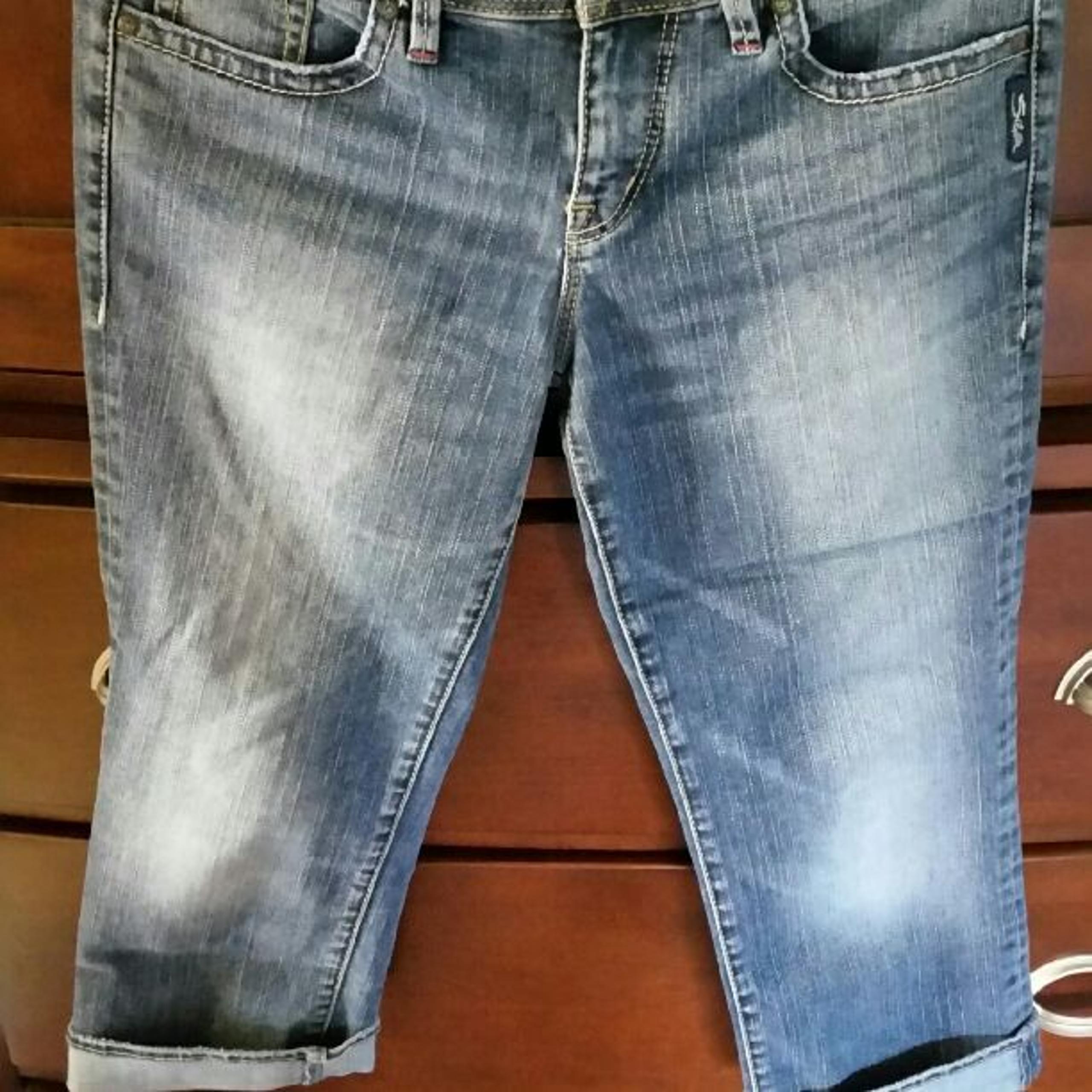 Silver jean capris