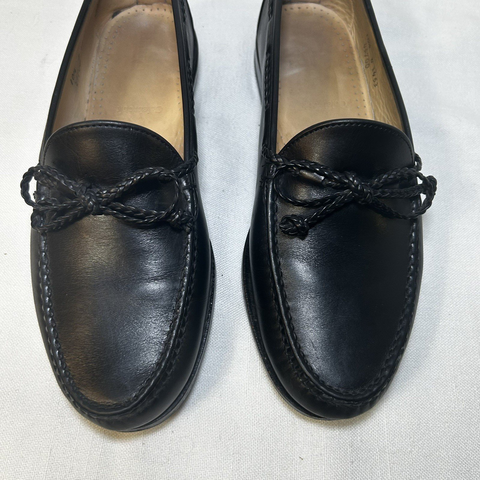 ALLEN EDMONDS COLEBROOK Black LEATHER BOW TIE LOAFERS Made In USA MENS SZ 10.5 D