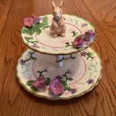 Avon Vintage Springtime Collection 2-Tier Pastry/Cake Stand Tray Easter