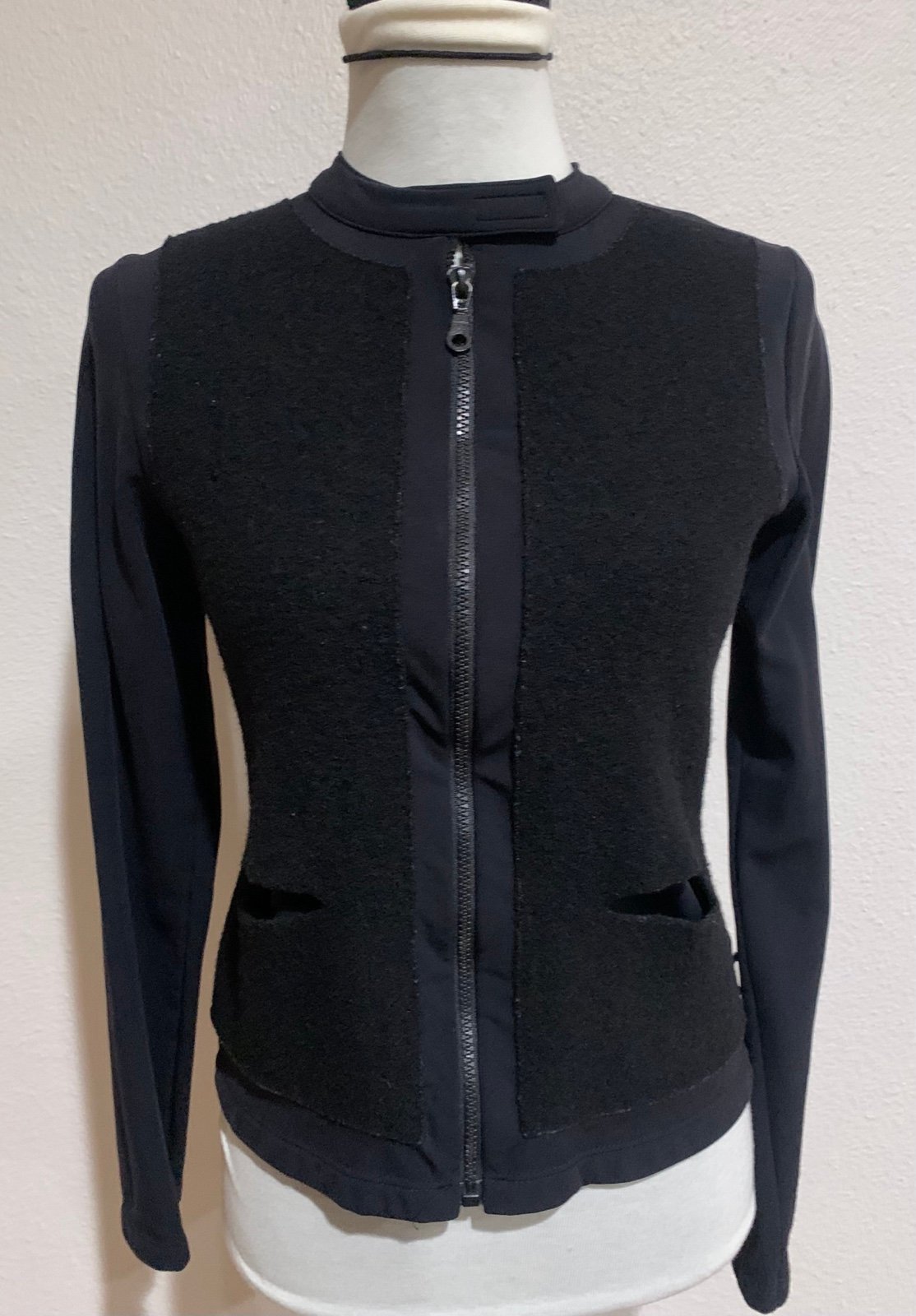 Cop-Copine Paris Womens Size M Moto Style Zip Up Jacket Blazer Pockets Clips On