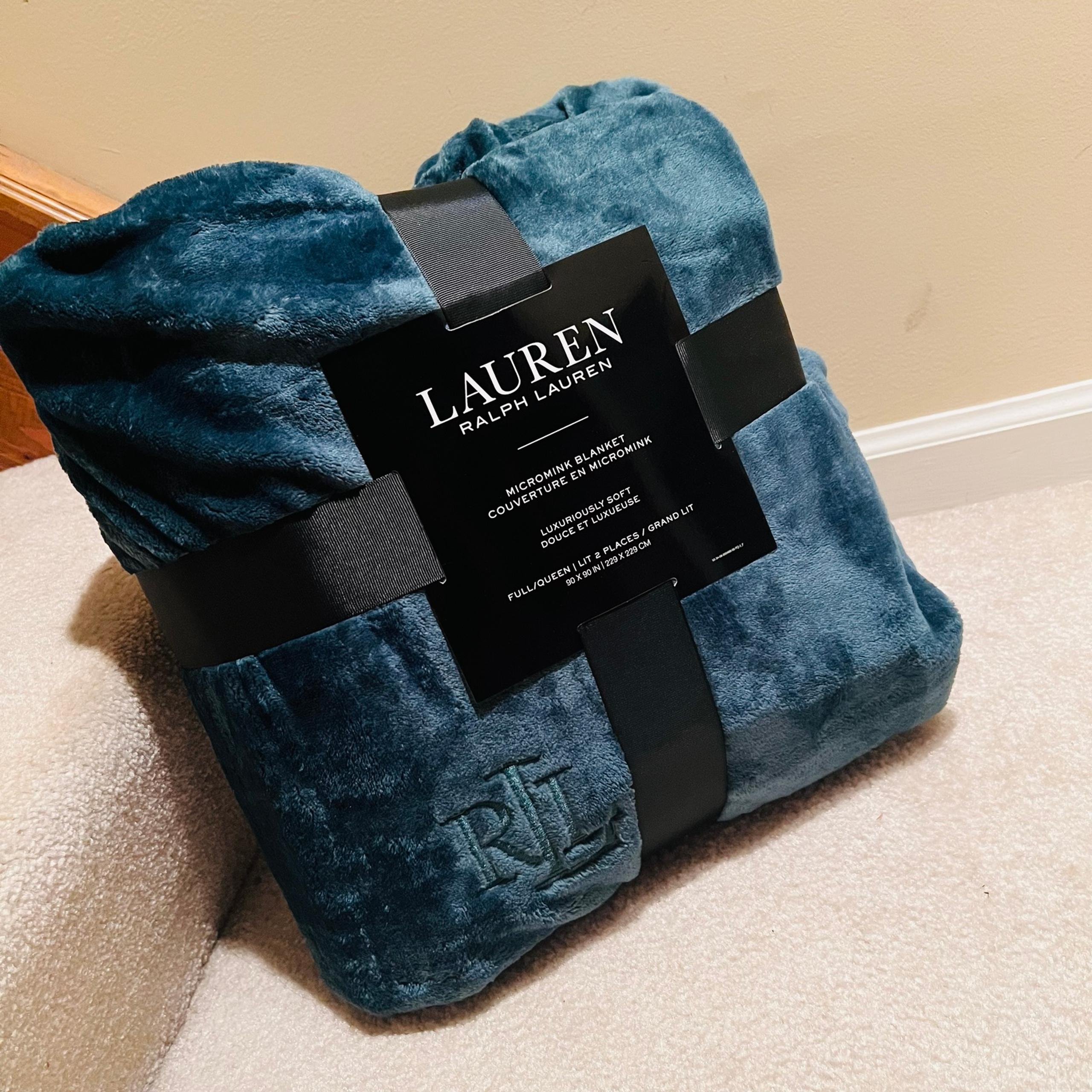 NEW Ralph Lauren Micromink Blanket Full/Queen garden green