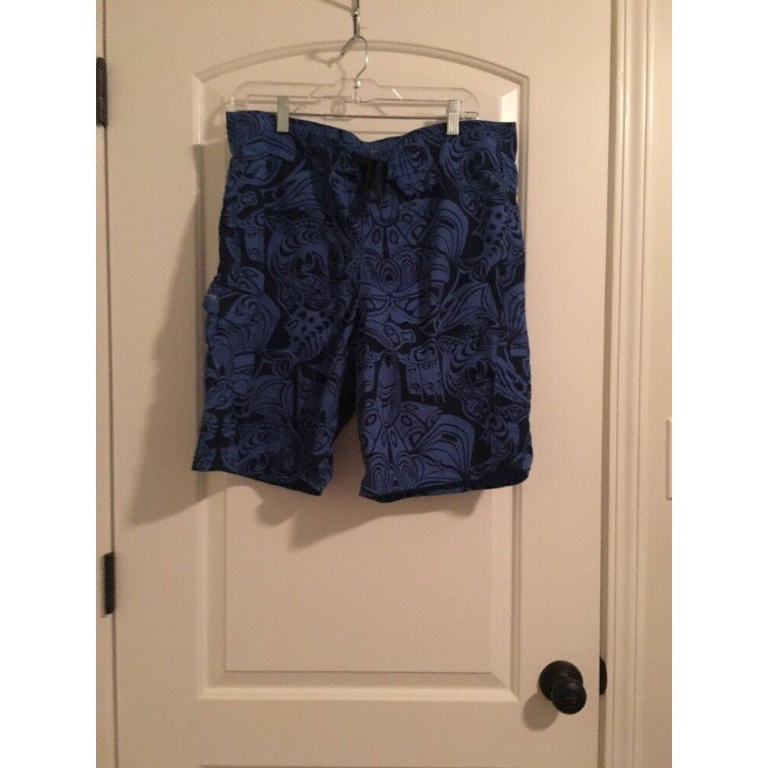 Eddie Bauer Men's Printed Swim Board Shorts Attached Brief Size Medium Swim Wear