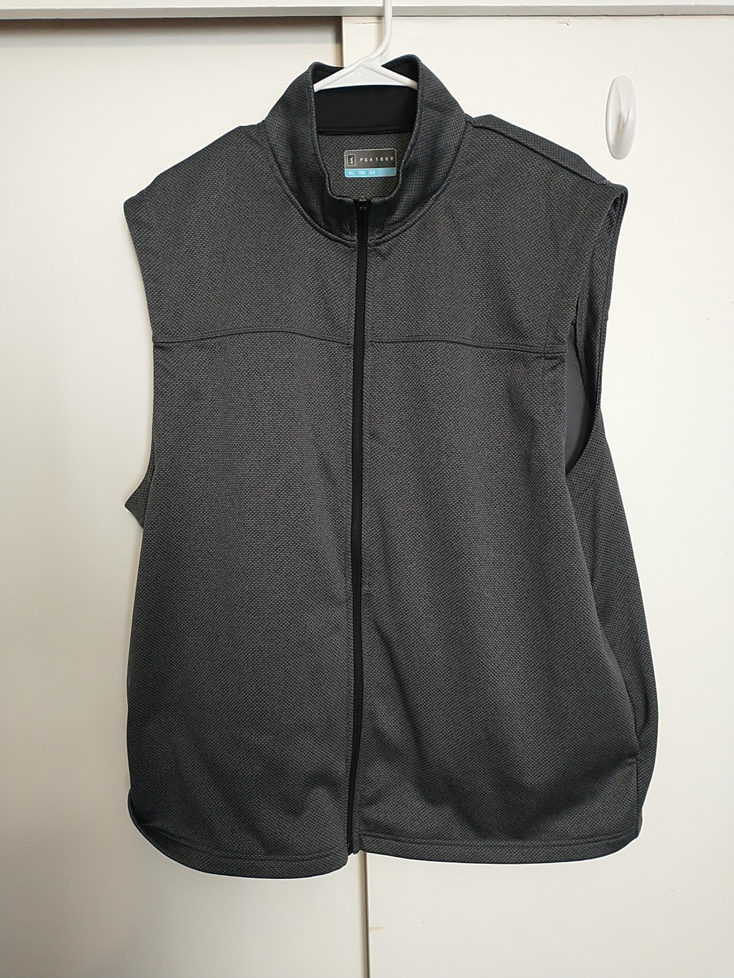 PGA tour men's gray vest XL 4 pockets full zip
