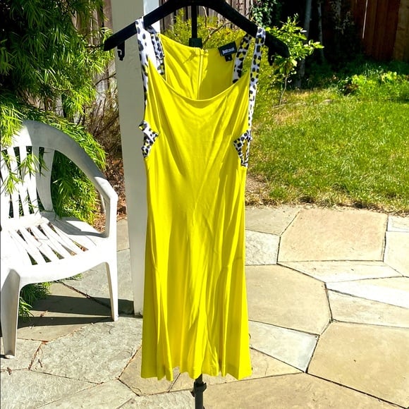 Just Cavalli Yellow Sleeveless Scoop Neck Mini dress, Size S
