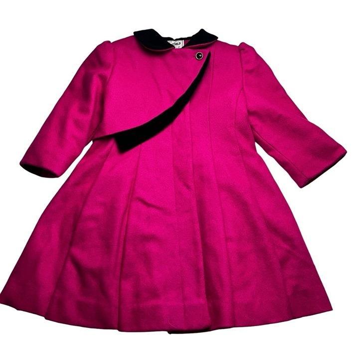 Vintage Rothschild Raspberry Pink Wool Dress Coat Size 6 Years Made in USA