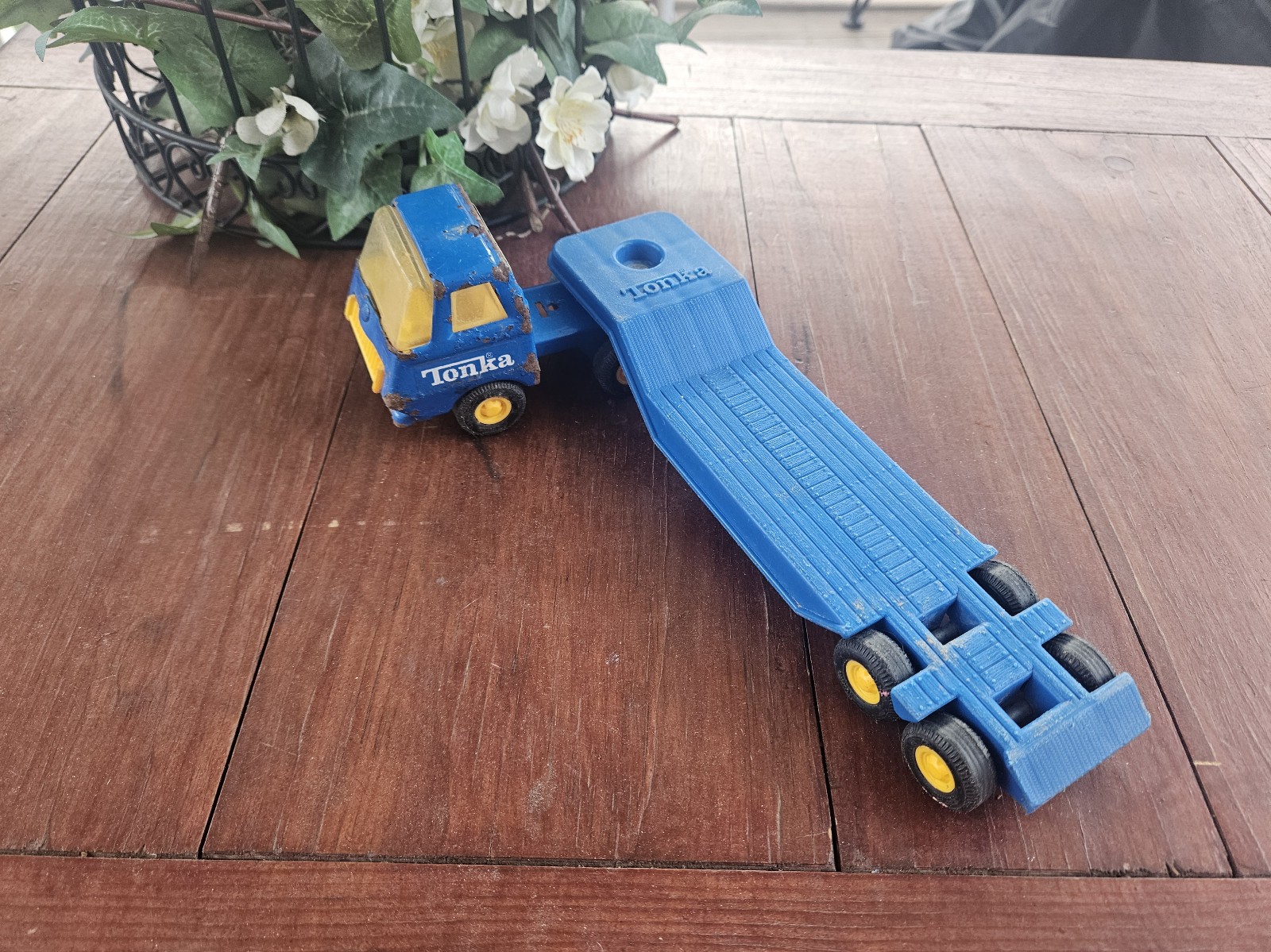Vintage Diecast 1970s Tonka Truck Lowboy Flatbed Trailer