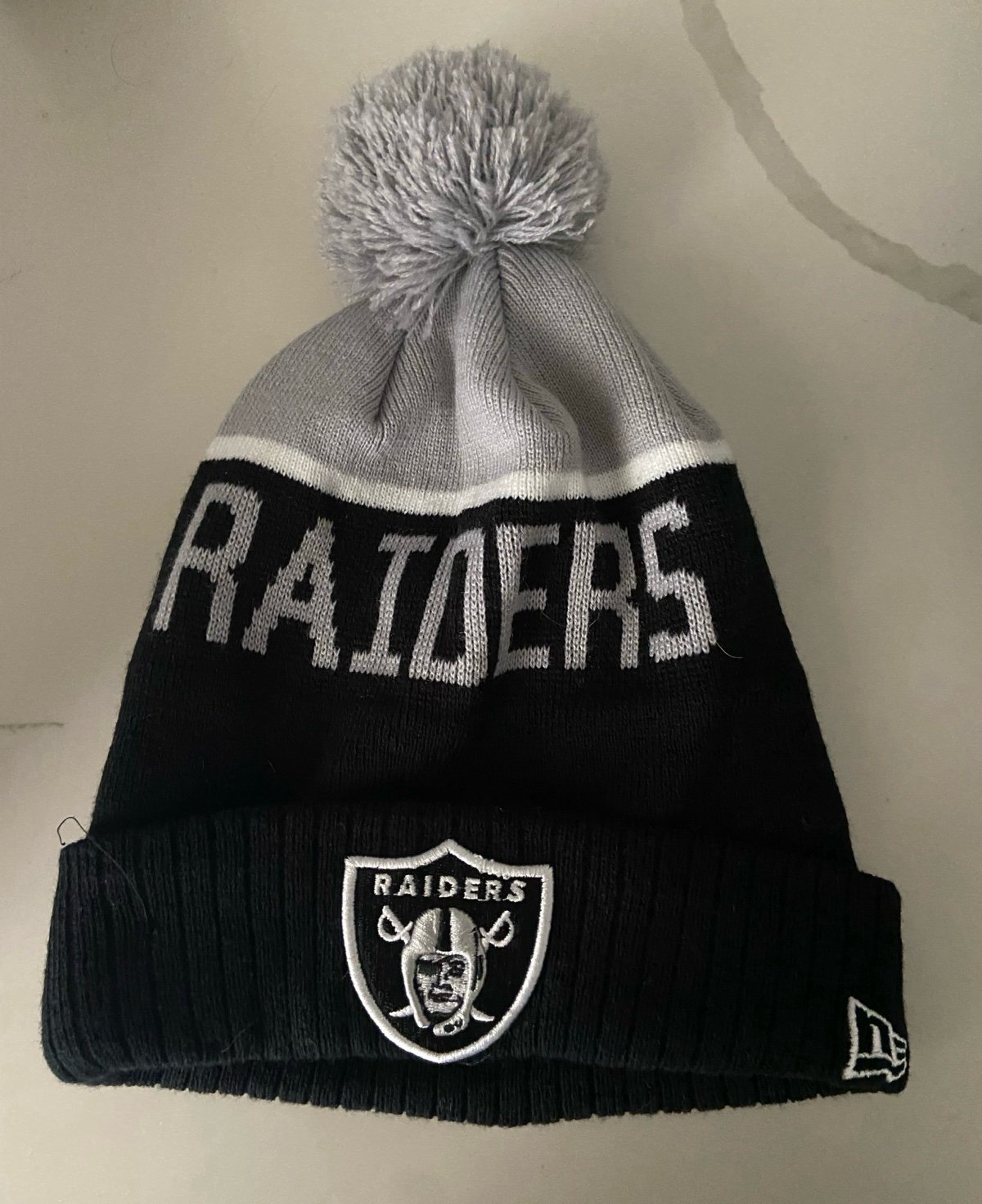 Raiders Beanie Grey and Black Hat Oakland Las Vegas Los Angeles Raider Nation