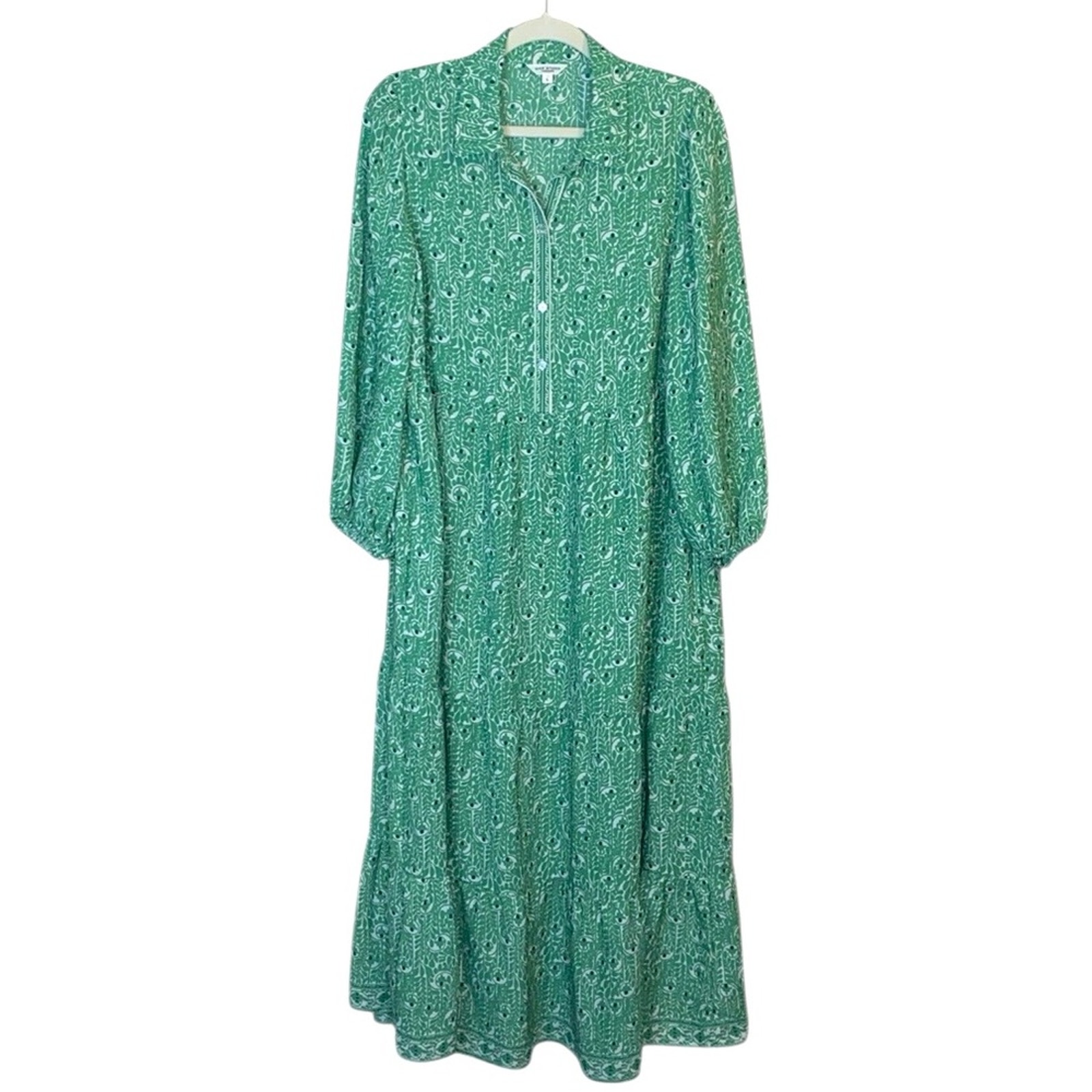 NWOT Max Studio Green/White Floral Maxi Dress, Size Large