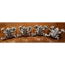 Set of 4 Vintage Pewter Frog Toad Napkin Rings