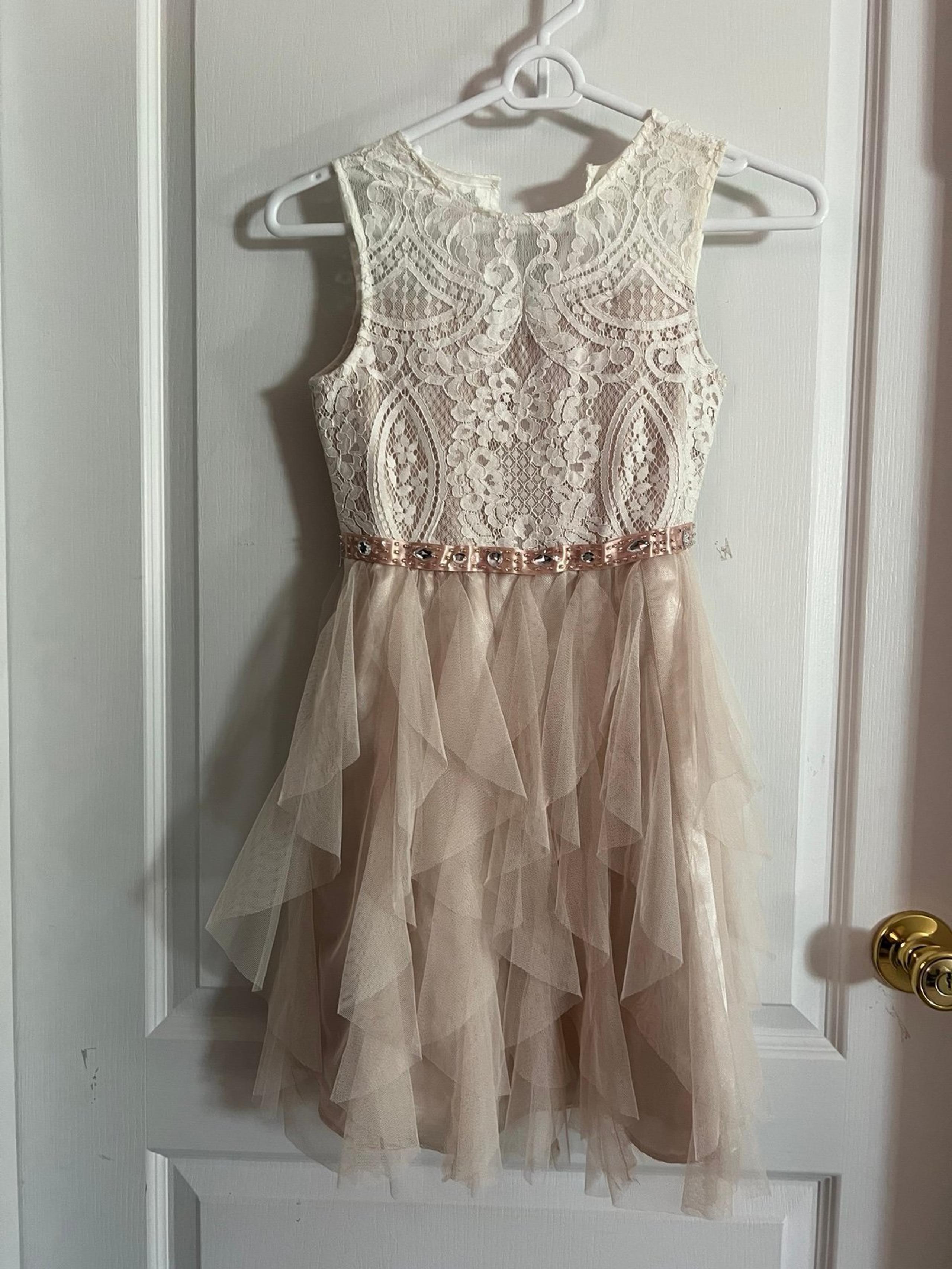 Rare edition girls dress size 10 Sleeveless Lace Bodice Beaded belt