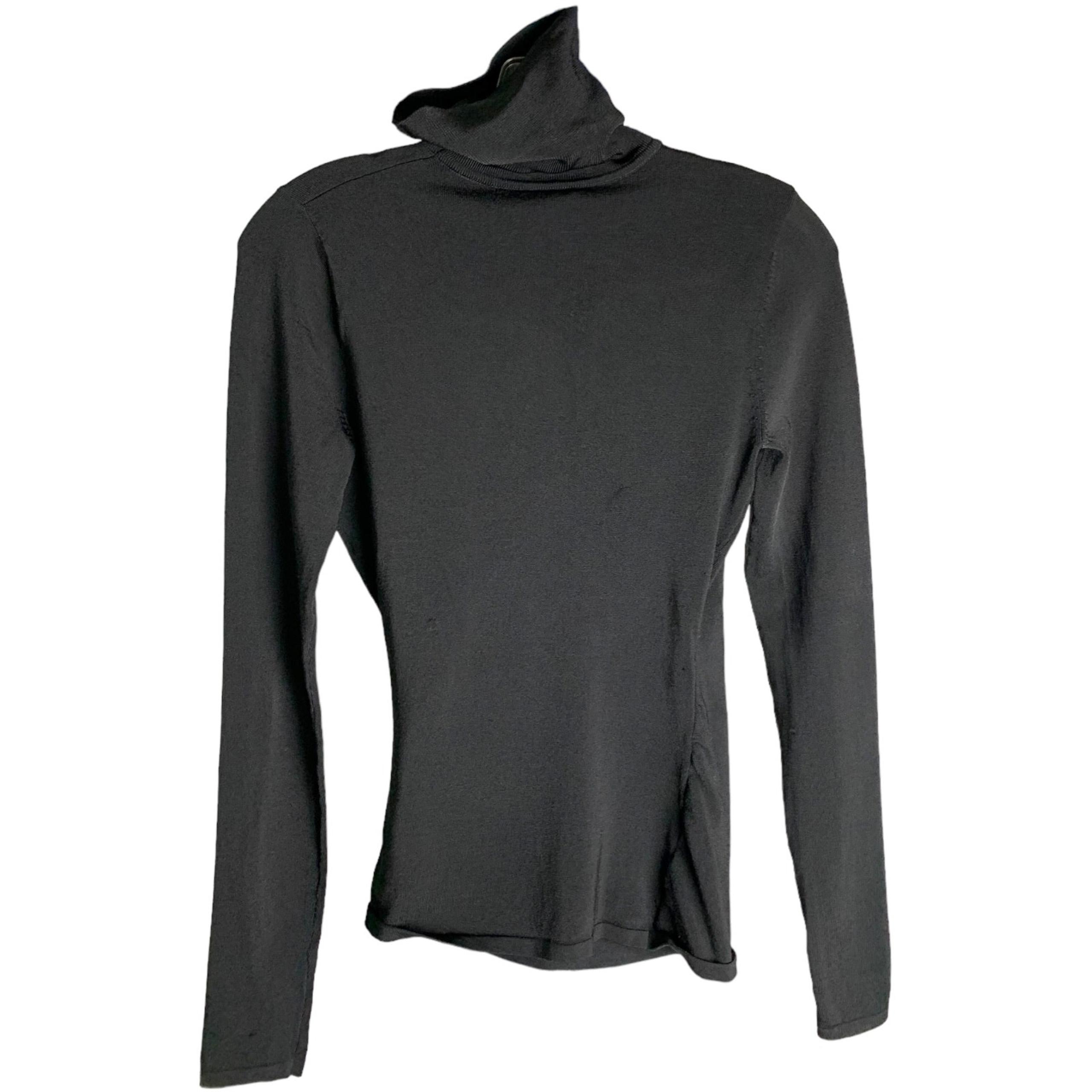 Cache Top Shirt Women S Black 90's Y2K Turtleneck Back Keyhole Pullover Stretch