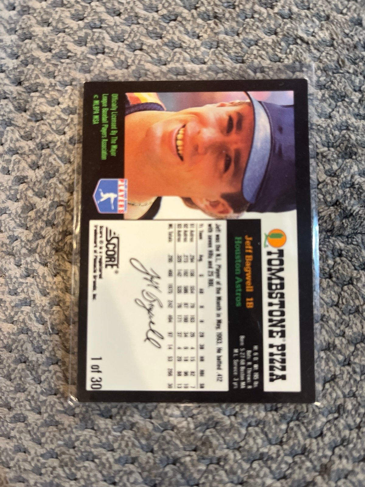 ASTROS JEFF BAGWELL 1994 SCORE TOMBSTONE PIZZA SUPER-PRO SERIES #1 OF 30 - detail