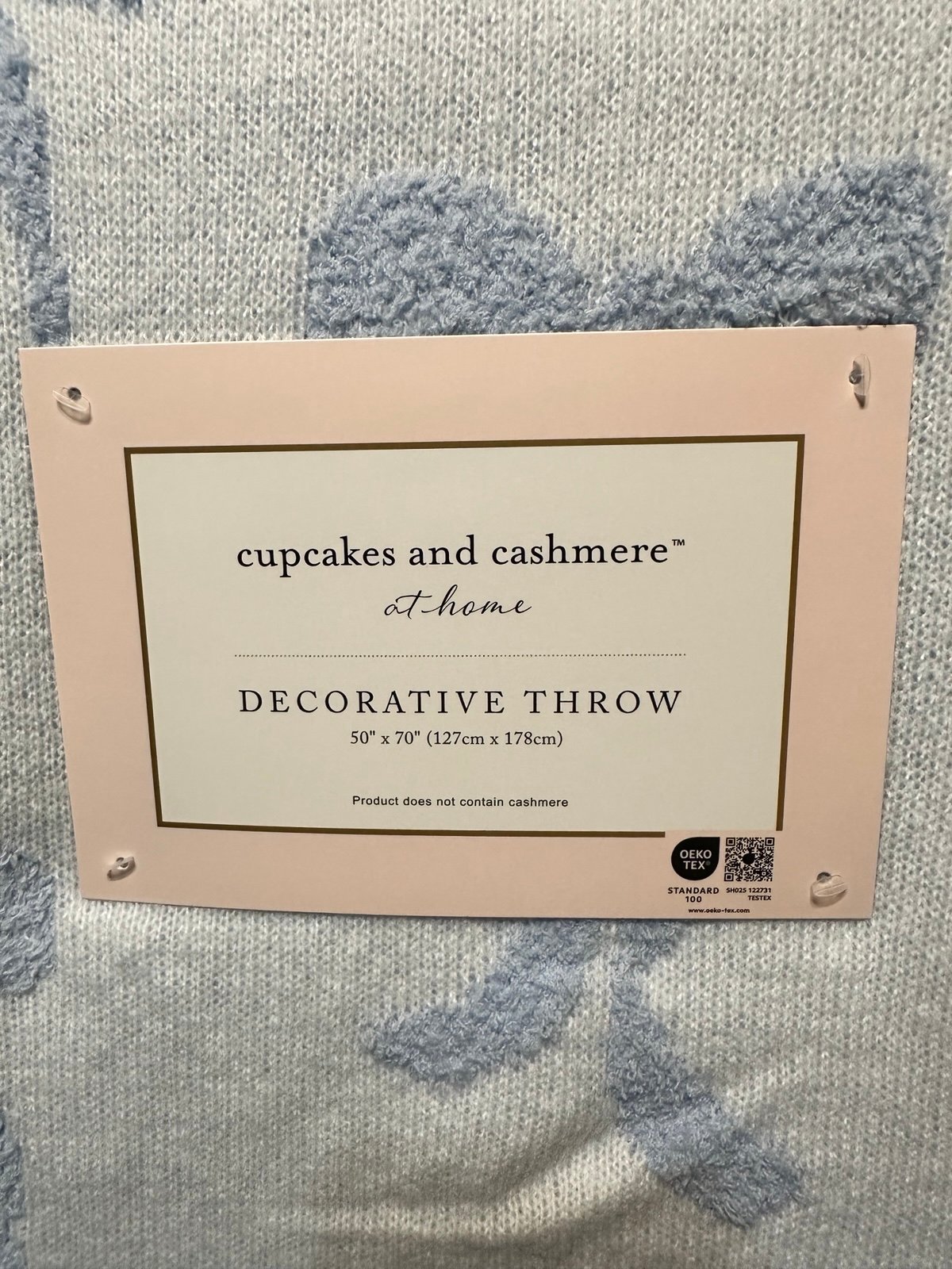 Cupcakes and cashmere blue bow throw