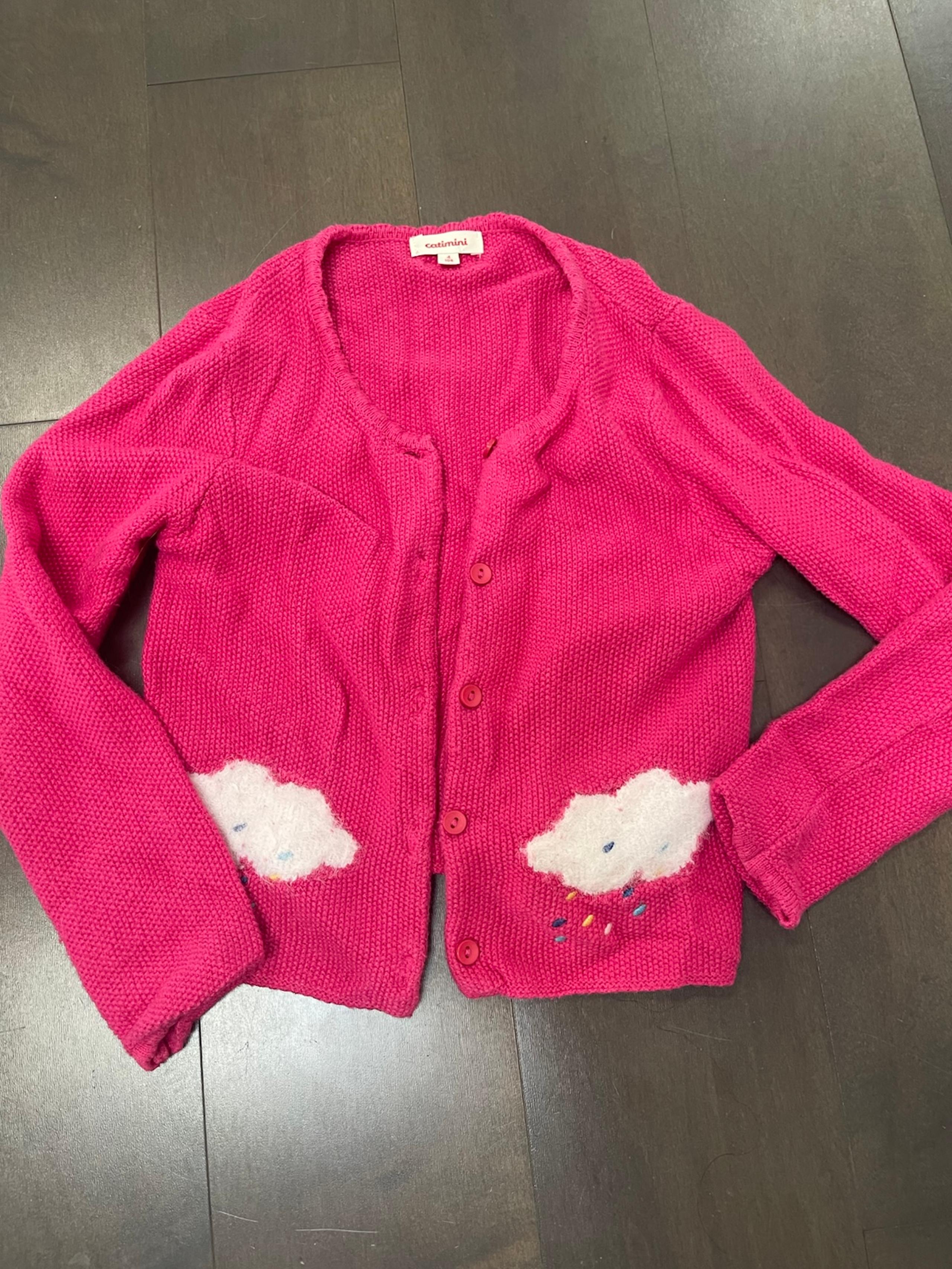 Catimini Pink Cardigan Clouds 4Y