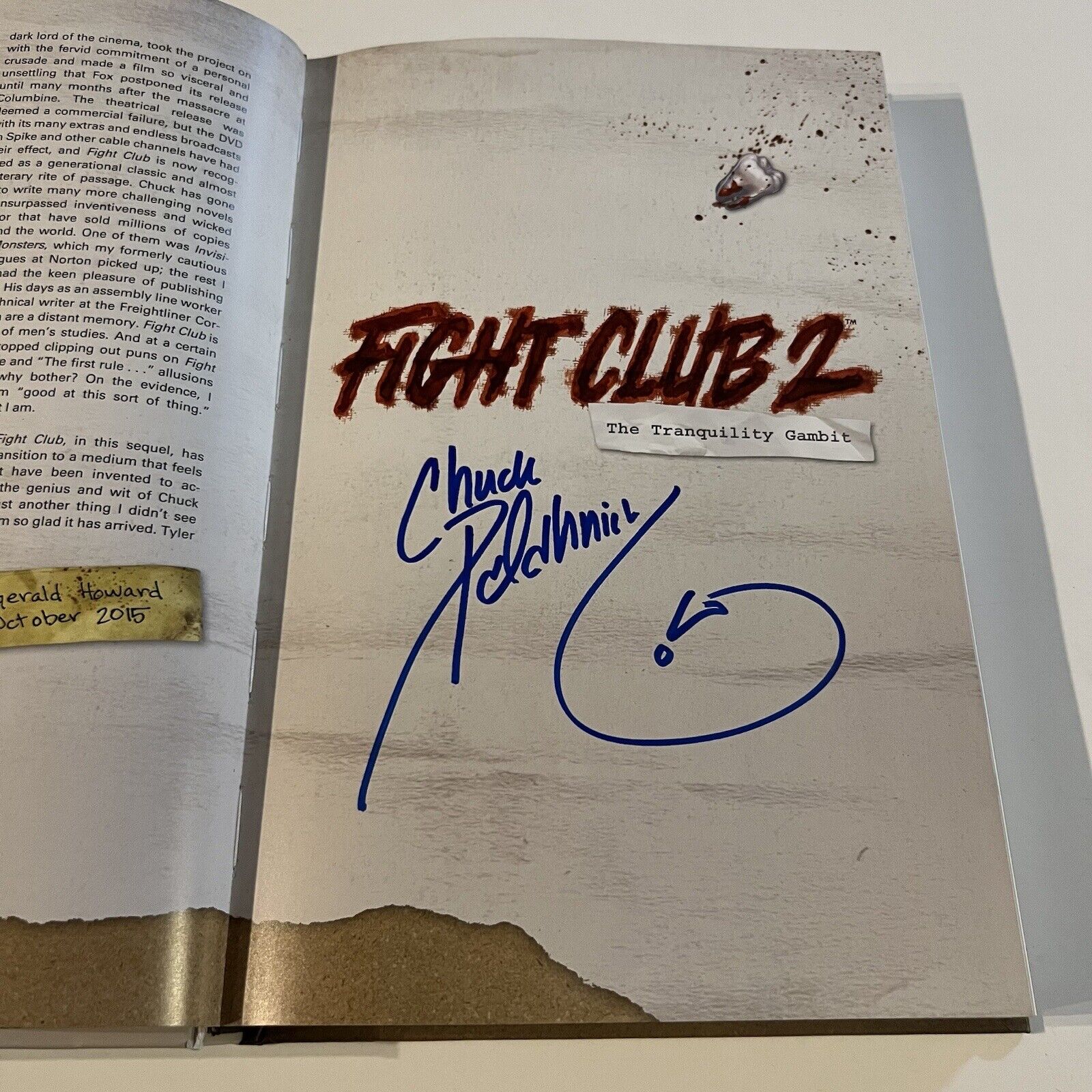 CHUCK PALAHNIUK SIGNED FIGHT CLUB 2 BOOK