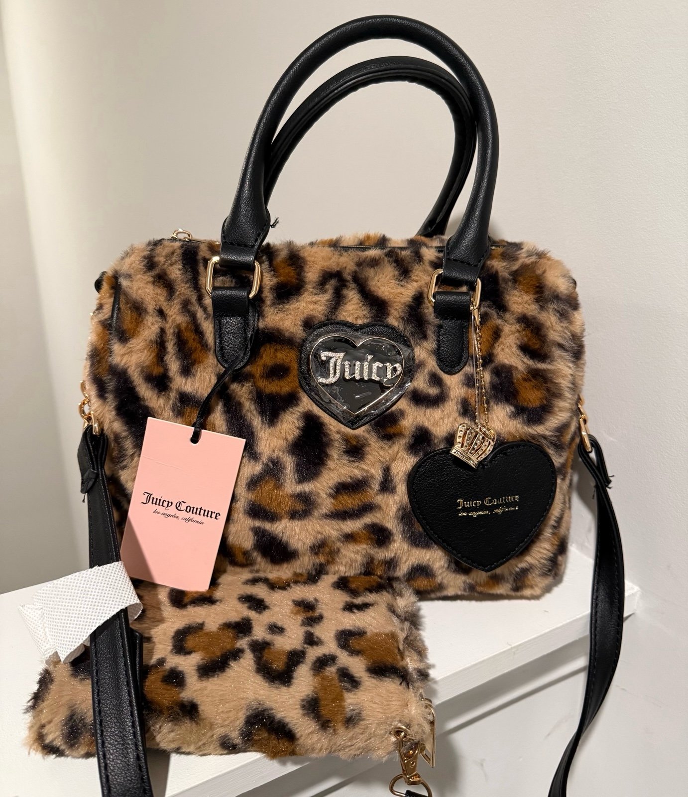 Juicy Couture leopard satchel with wallet