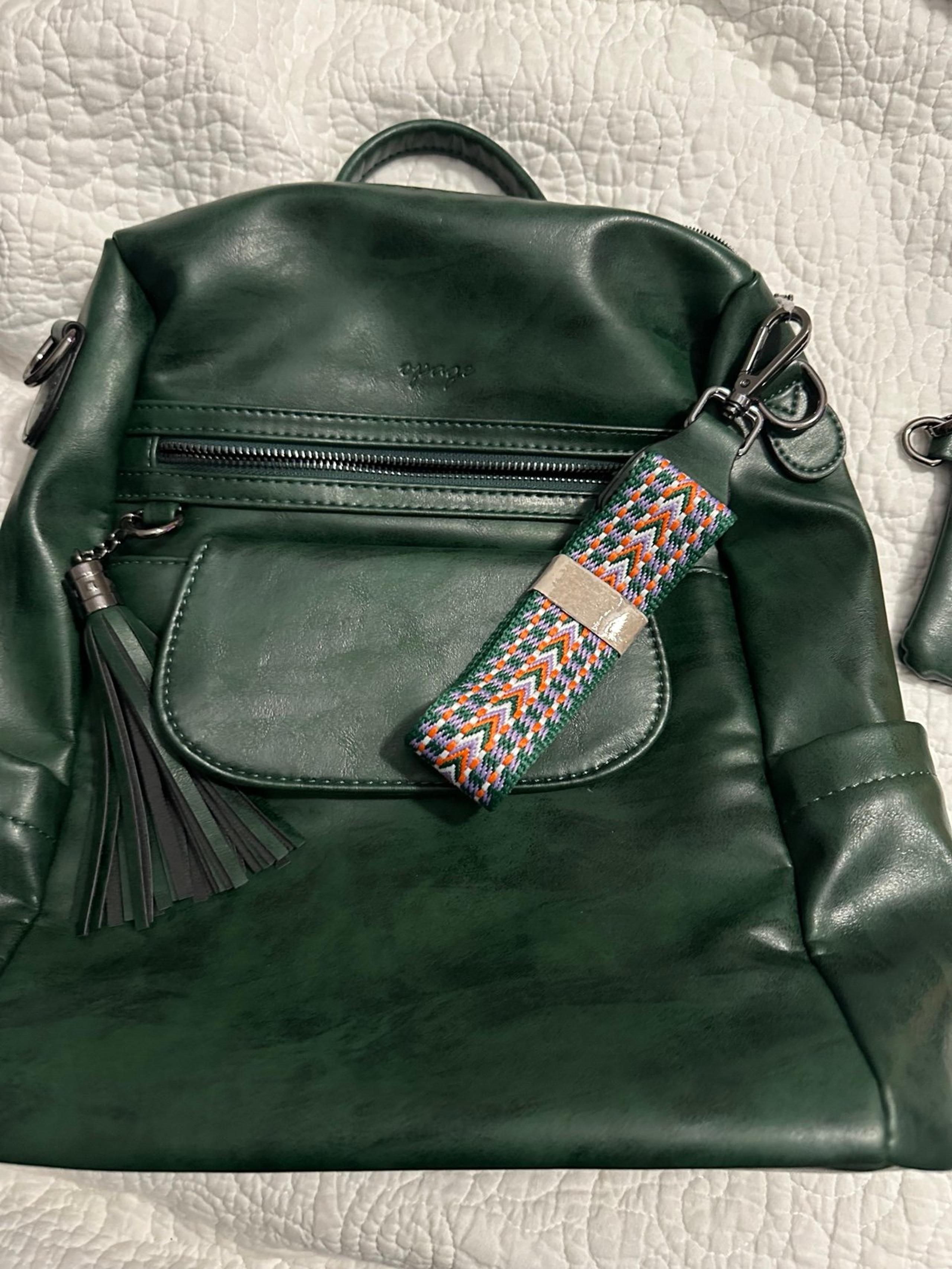 Dark Green Faux Leather Backpack