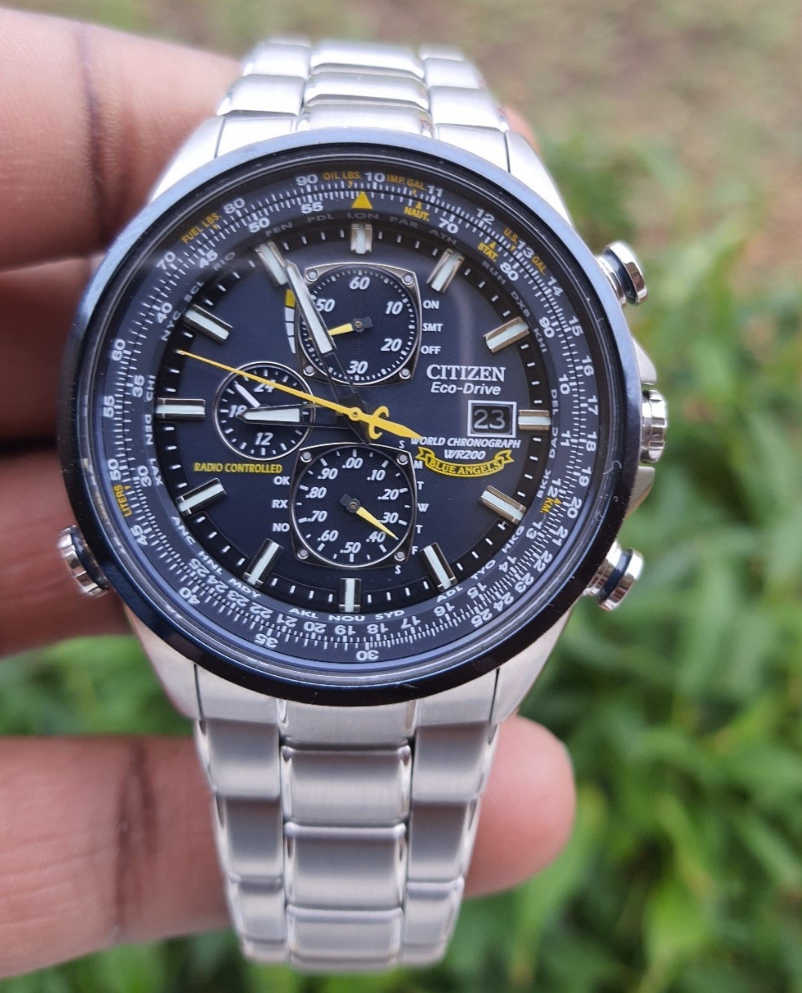 Citizen Eco Drive Blue Angels Chronograph Stainless Steel Men's Watch AT8020-54L