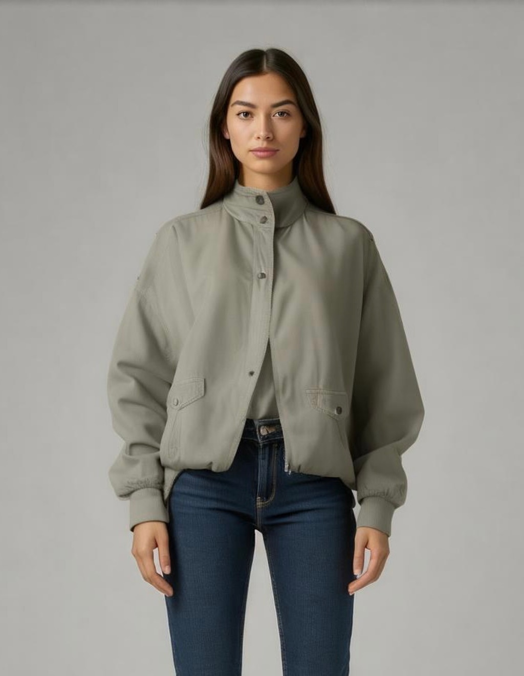 NWT Falls Creek Women's Jacket 1X Olive Green Lightweight High Collar Gorpcore