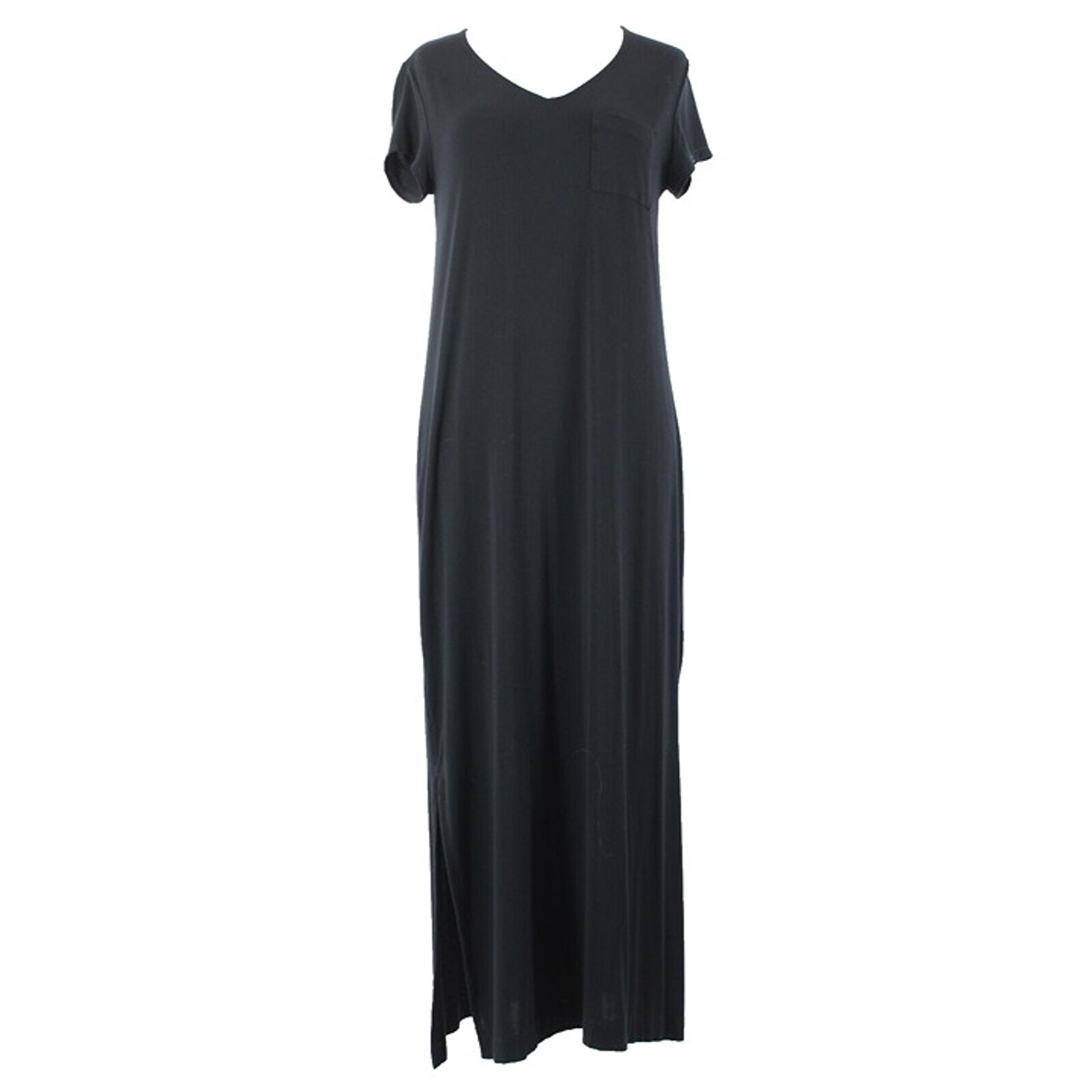Soma Sz XS Black V Neck Unlined Short Sleeve Rayon Spandex Jersey Long Dress