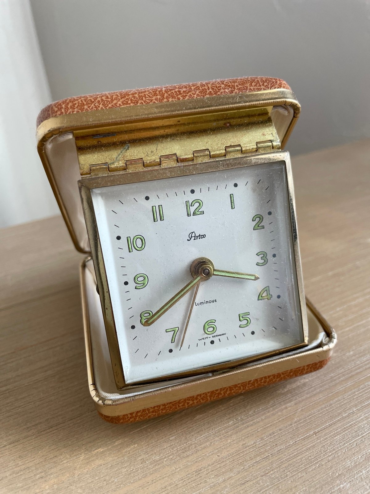 Antique West Germany Artco Luminous Travel Clock