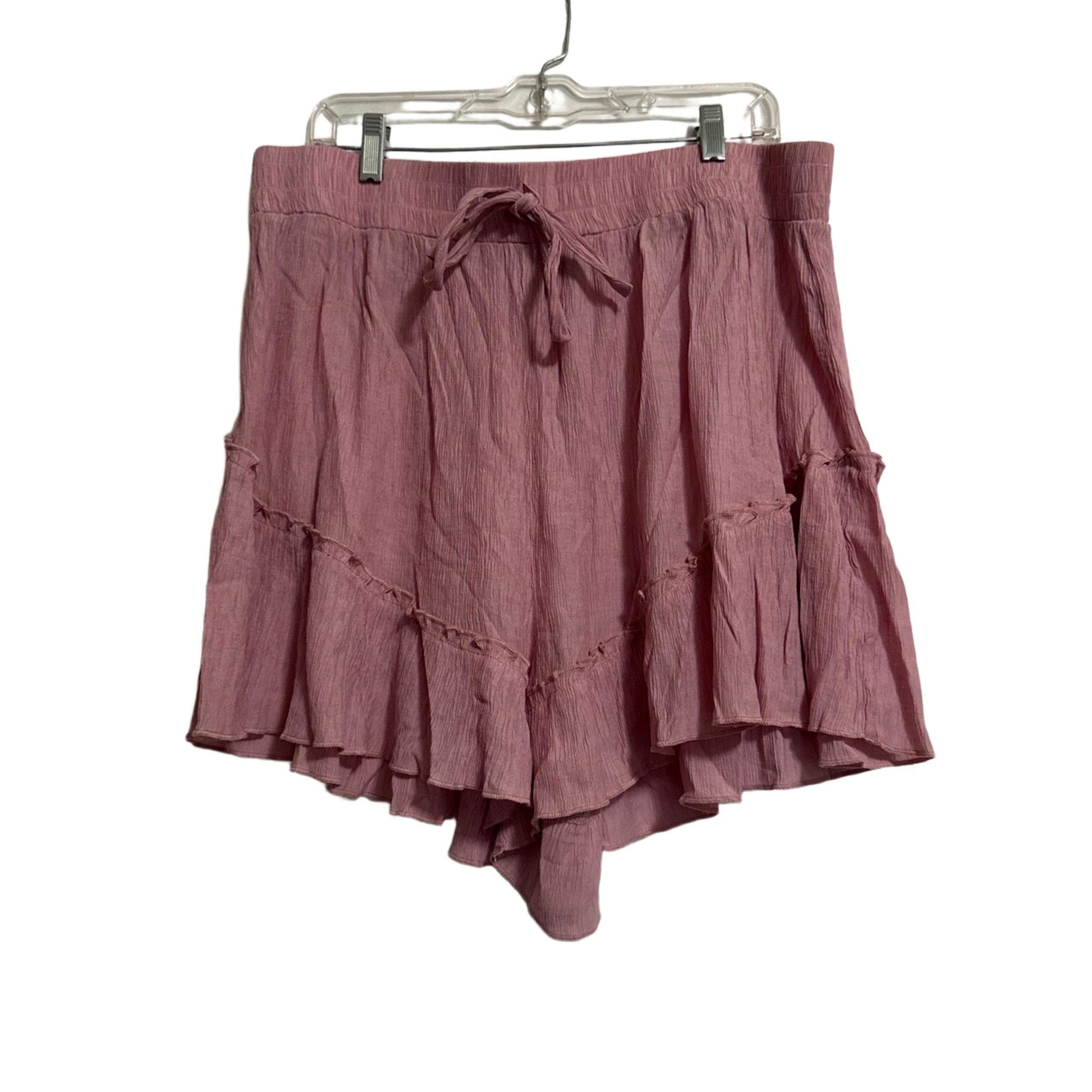 SHEIN Shorts Womens 3XL Pink Ruffle Hem Elastic Waistband Boho