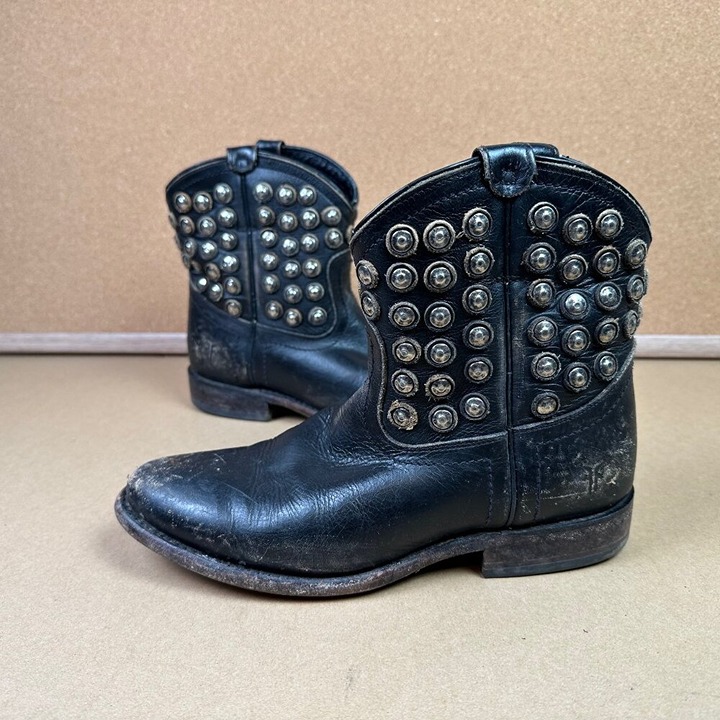 Frye Wyatt Studded Western Leather Cowgirl Boots Biker Moto Bikercore Size 6.5 B