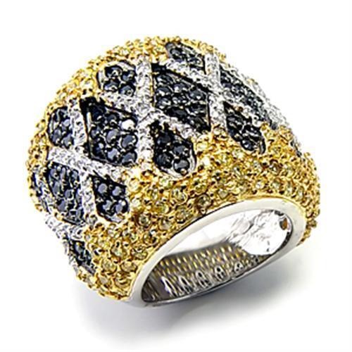 Rhodium+Gold+ Ruthenium 925 Sterling Silver Ring with AAA Grade Size 6