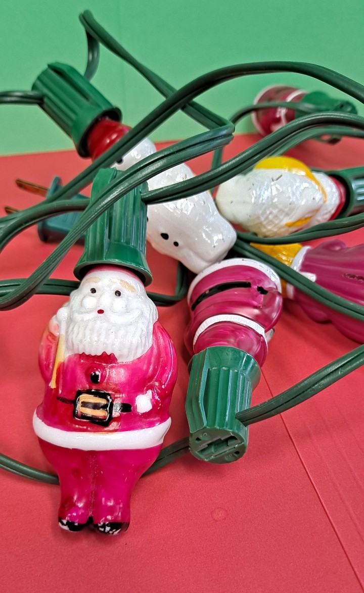 Antique Milk Glass Bulbs Christmas String Lights WORKING.